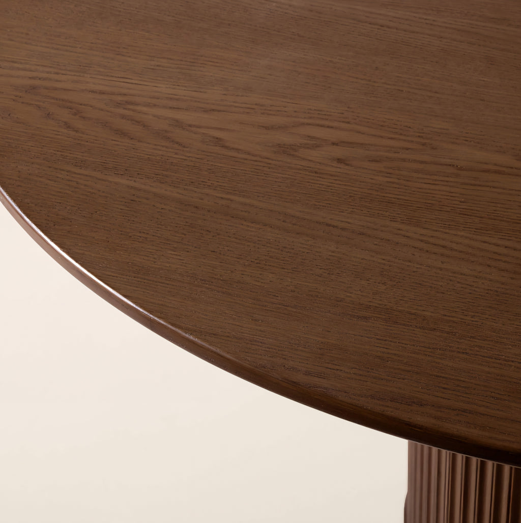 THE ONE × Davison — 55" Round Fluted Dark Oak Dining Table
