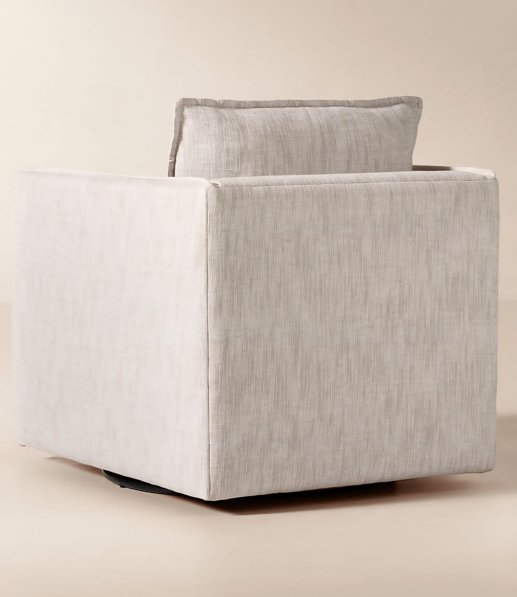 THE ONE × Corroy — Natural Linen Swivel Chair