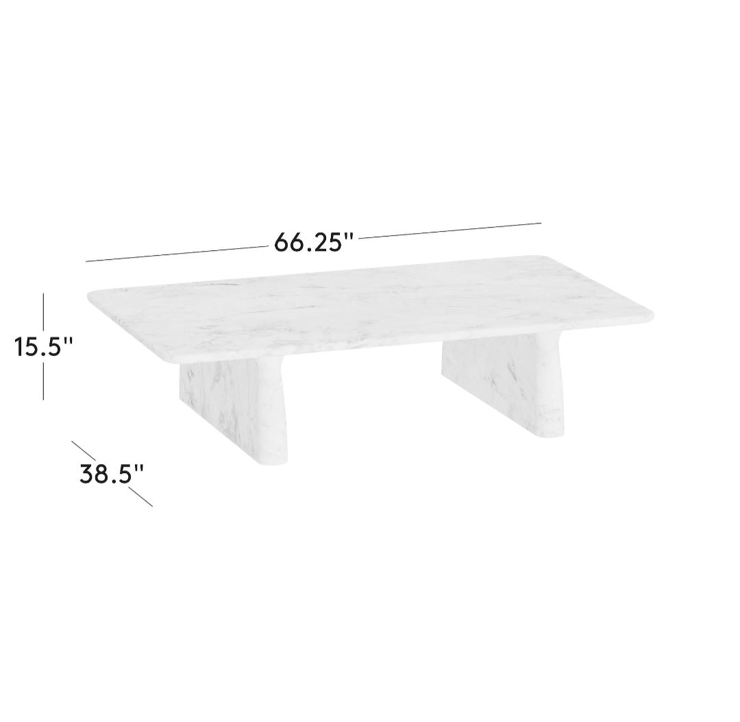 THE ONE × Almera — White Marble Coffee Table (66")