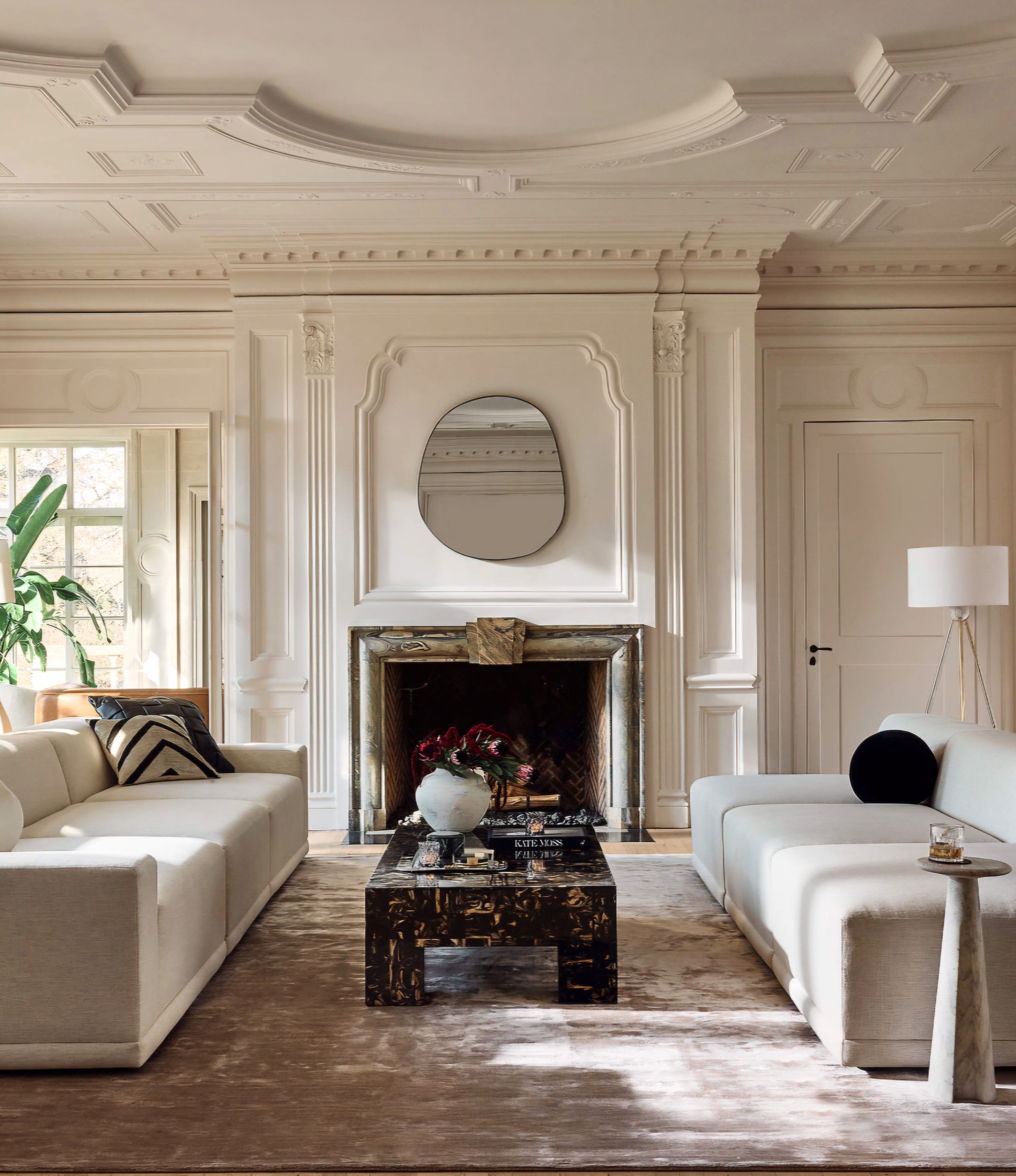 THE ONE × Faible — 4-Piece L-Shaped White Performance Linen Standard Depth Sectional Sofa with Left Arm