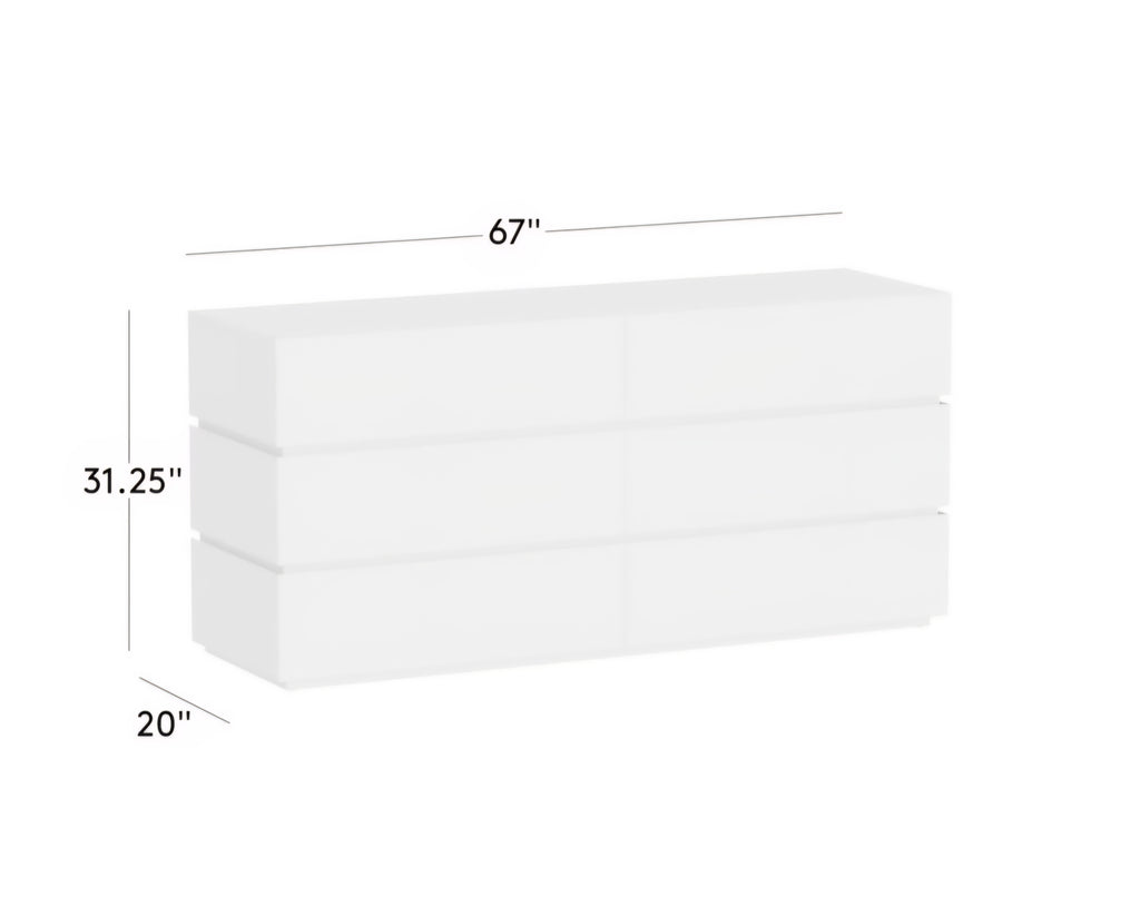 THE ONE × Dover — 9-Drawer Warm White Lacquered Dresser with Travertine Top