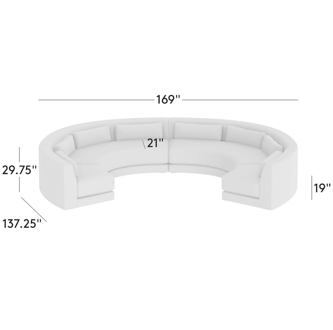 THE ONE × Sonora — Curved Sapphire Velvet 4-Piece Sectional Sofa