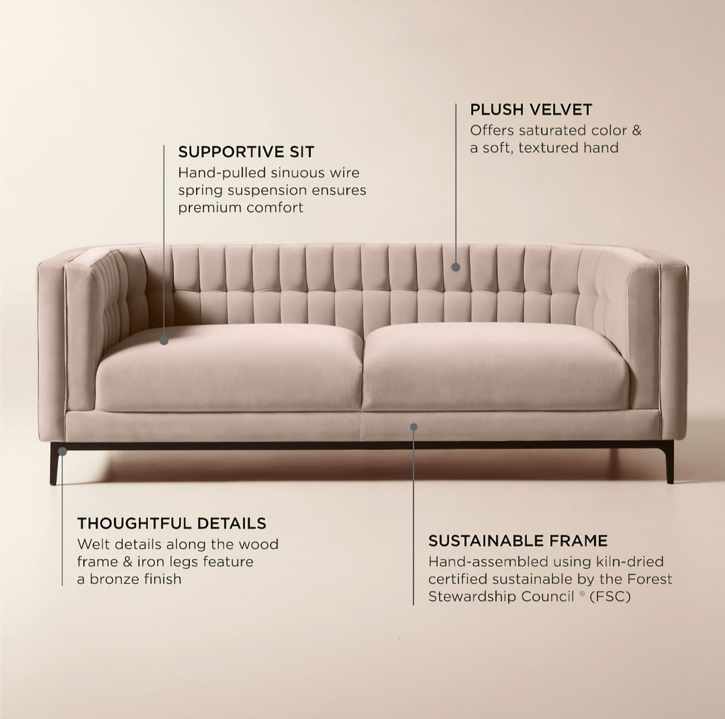 THE ONE × Ambroise — Light Taupe Velvet Sofa