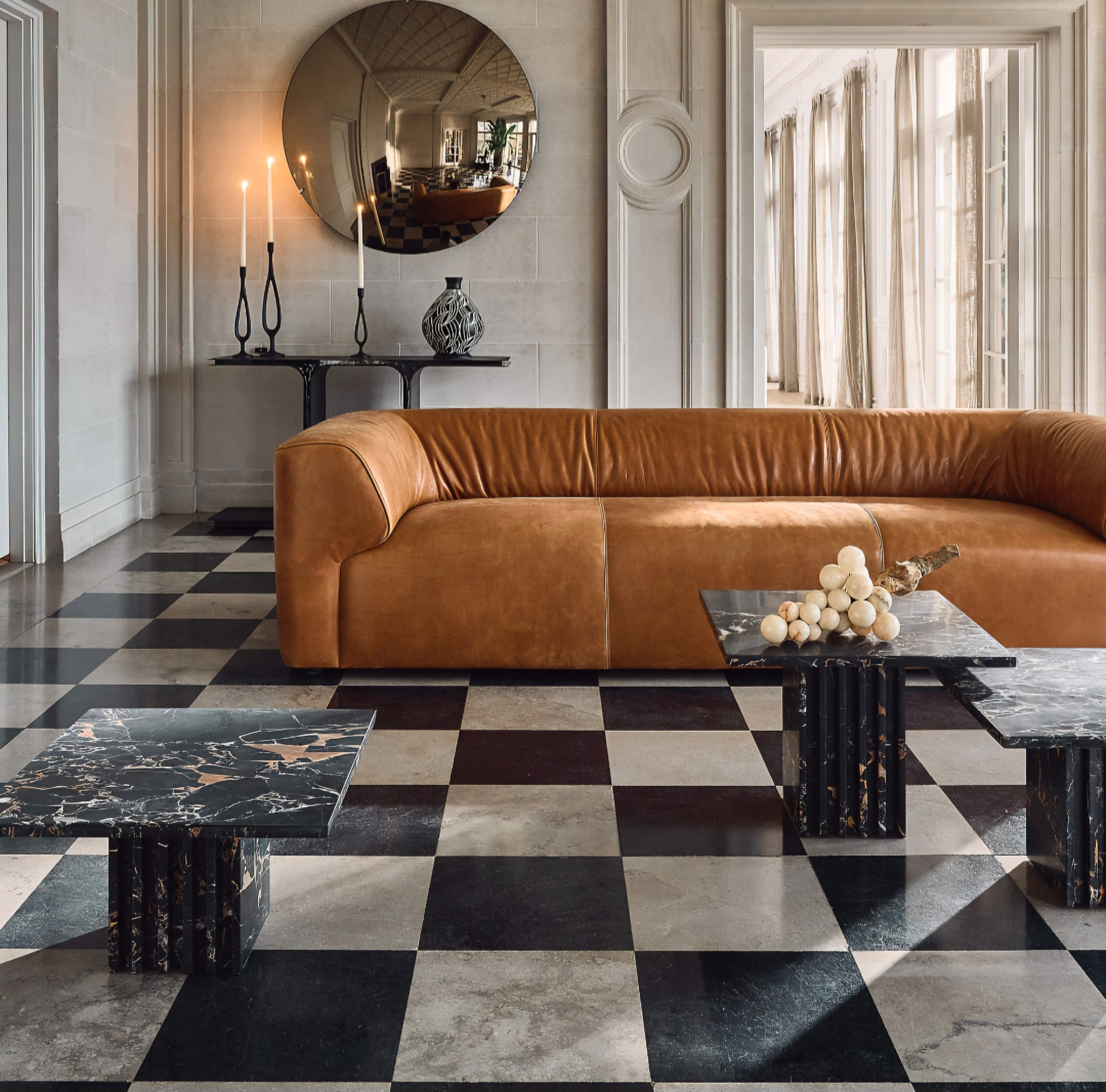 THE ONE × Carve — Square Black Marble Side Table Set