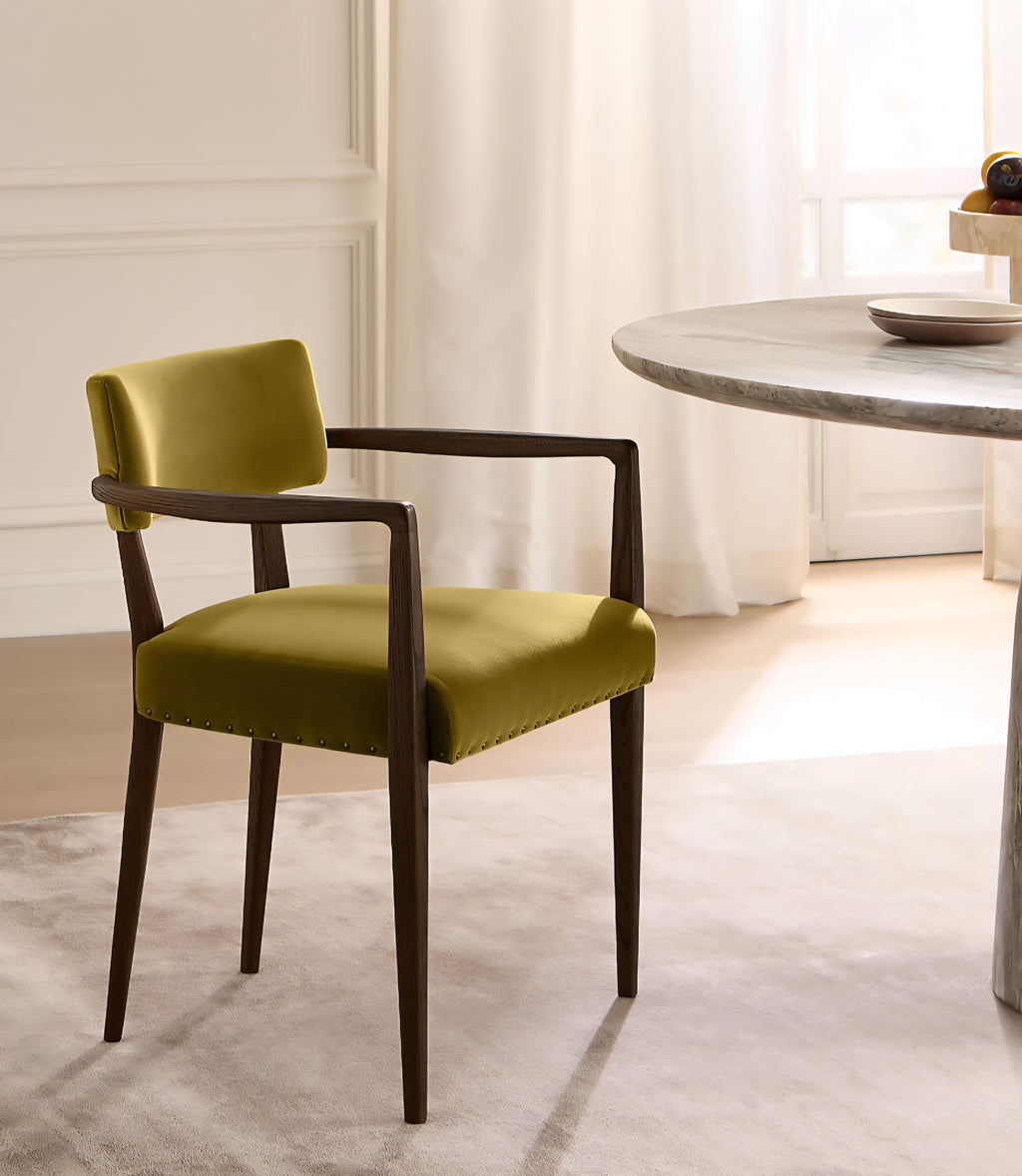 THE ONE × Arlo — Smoked Mauve Performance Fabric Dining Armchair