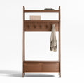 THE ONE × Tate — Walnut Wood Hall Tree with Bench and Shoe Storage (44")