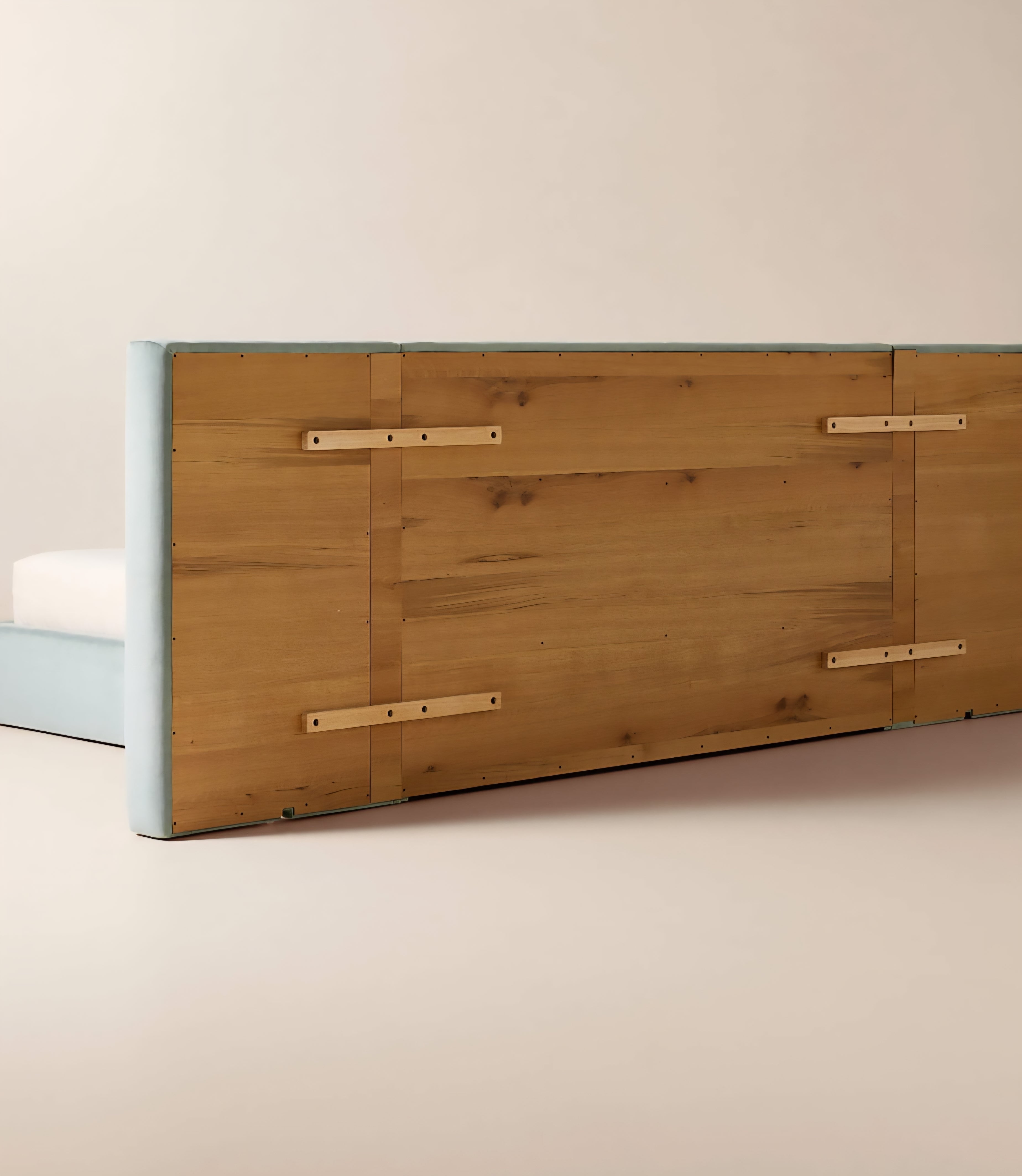 THE ONE × Abbott — Arctic Blue Velvet Upholstered Extended King Platform Bed
