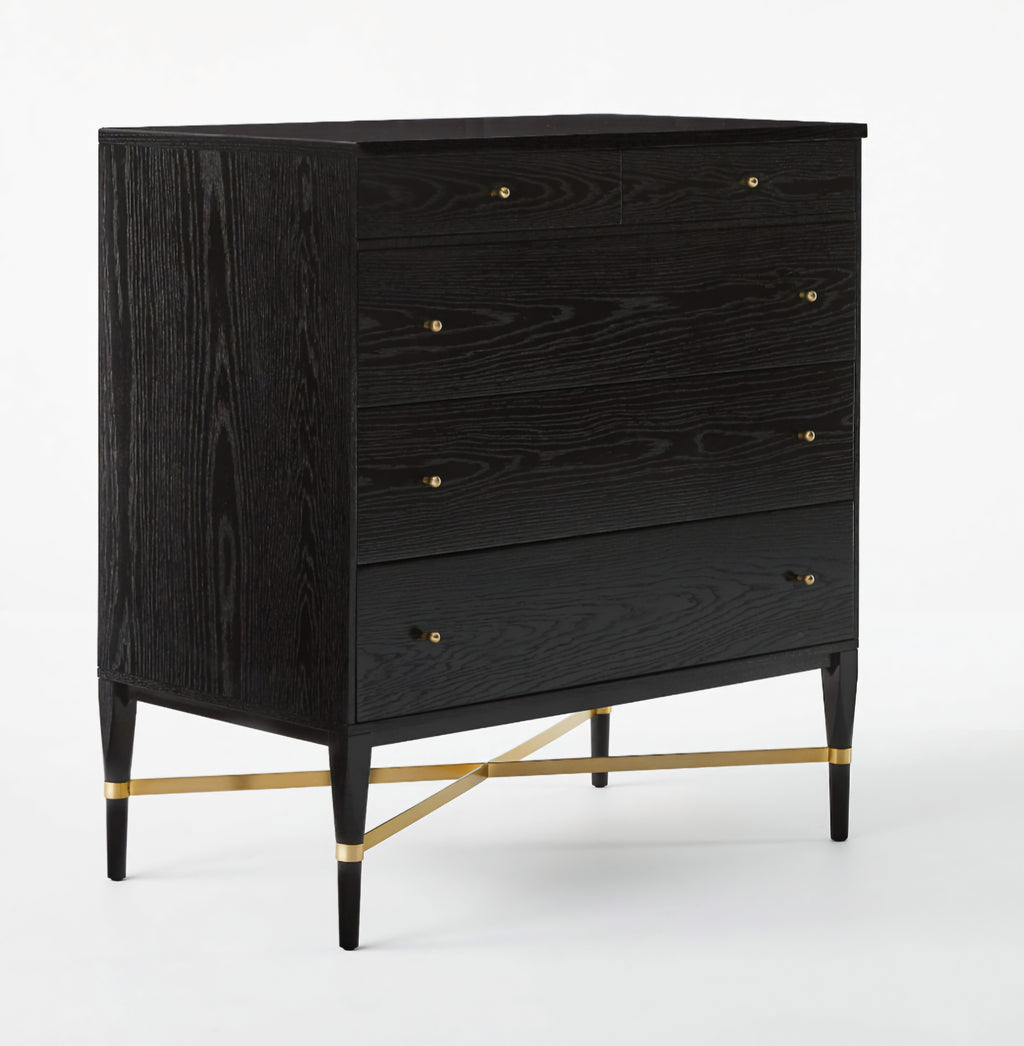 THE ONE × Connoisseur — Black Oak Wood 5-Drawer Dresser