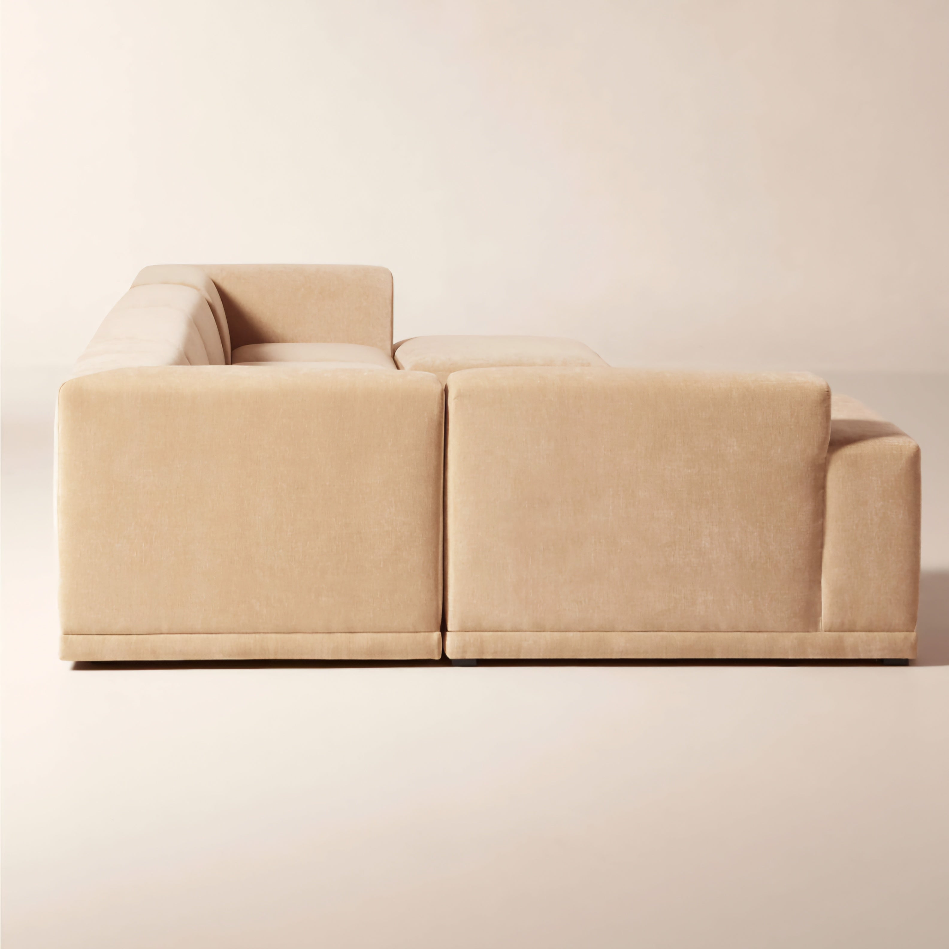 THE ONE × Faible — 6-Piece Modular Left-Arm Wheat Performance Velvet Standard Depth Sectional Sofa