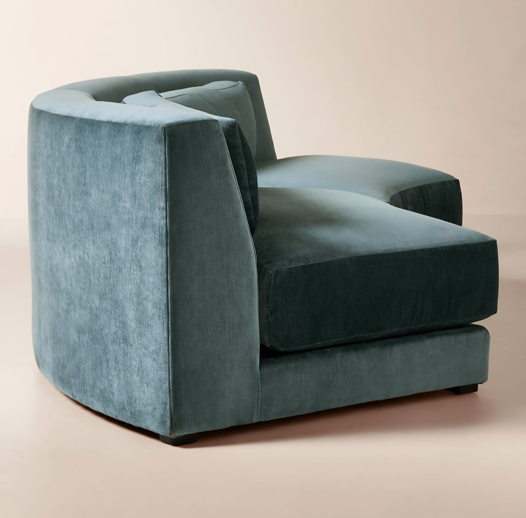 THE ONE × Sonora — Curved Blue Performance Velvet 
2-Piece Sofa