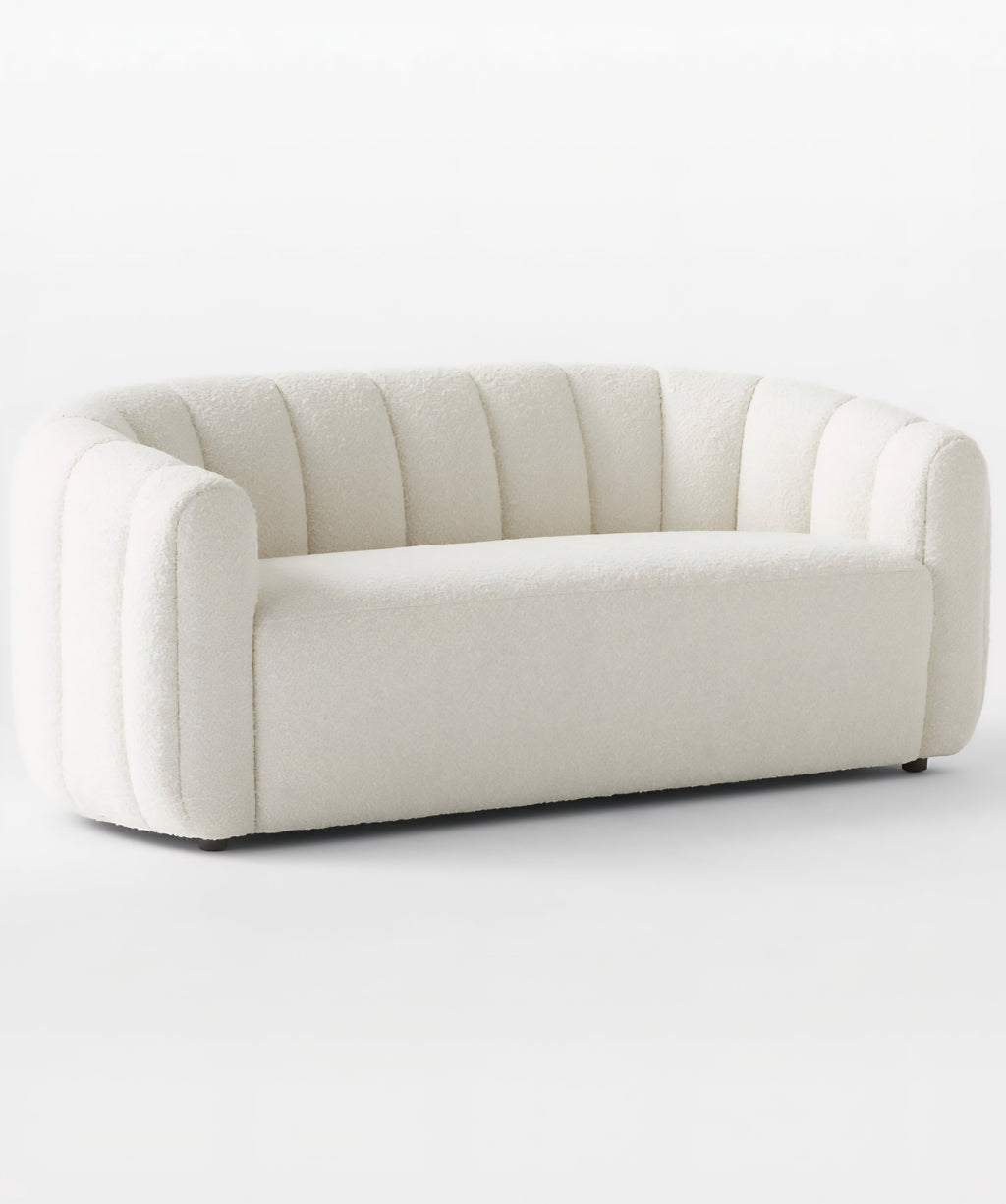 THE ONE × Fitz — Channeled White Boucle Loveseat