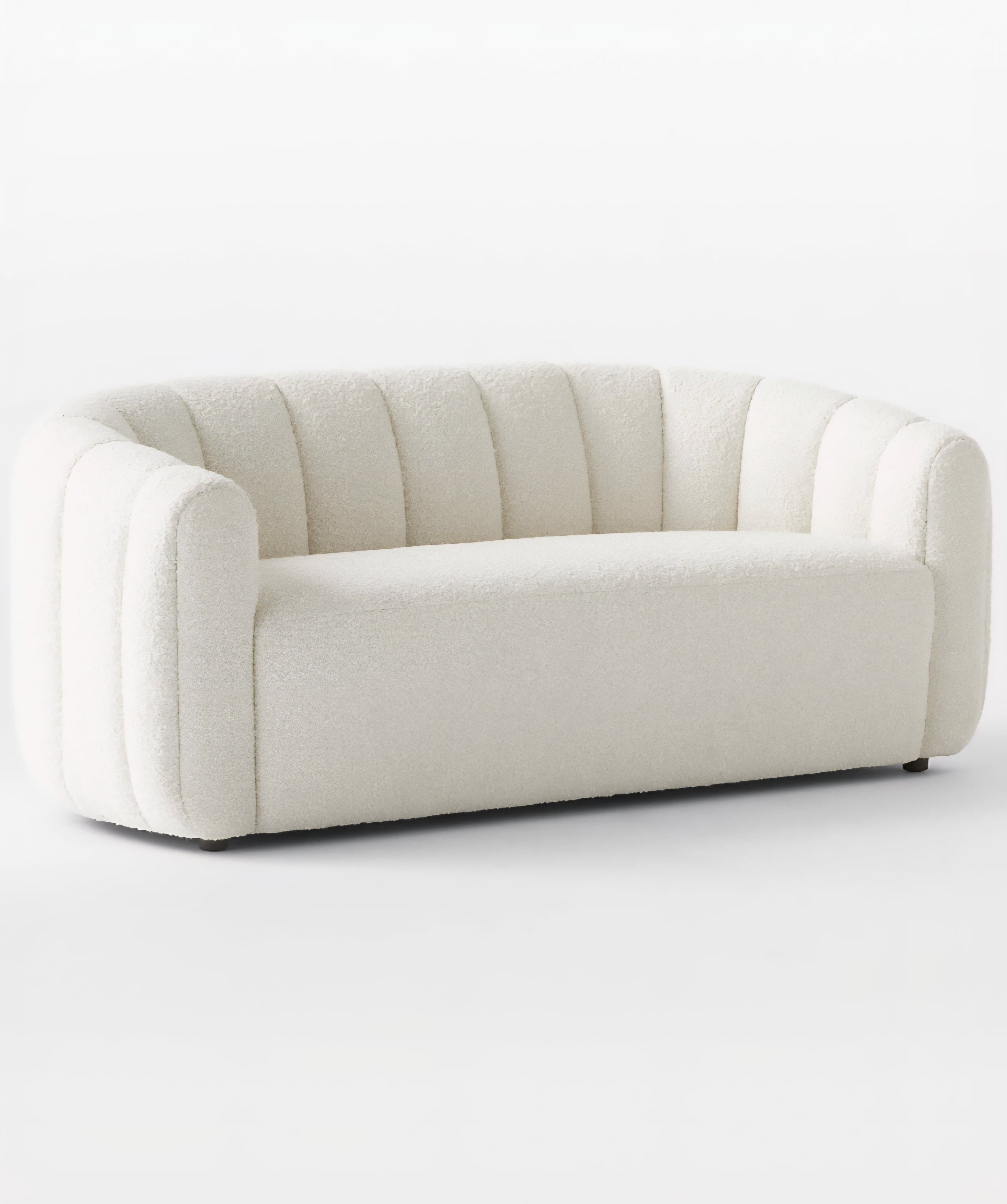 THE ONE × Fitz — Channeled White Boucle Loveseat