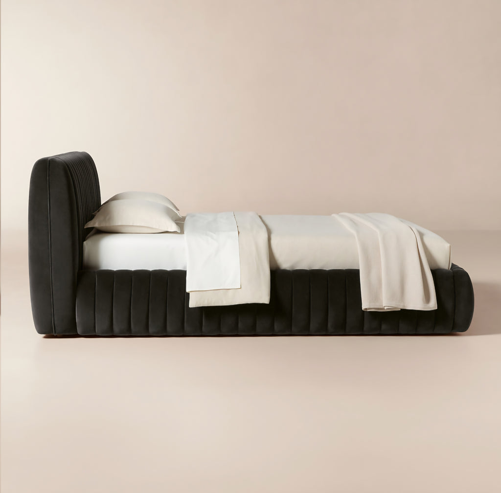 THE ONE × Wolcott — Channeled Mink Velvet Queen Bed