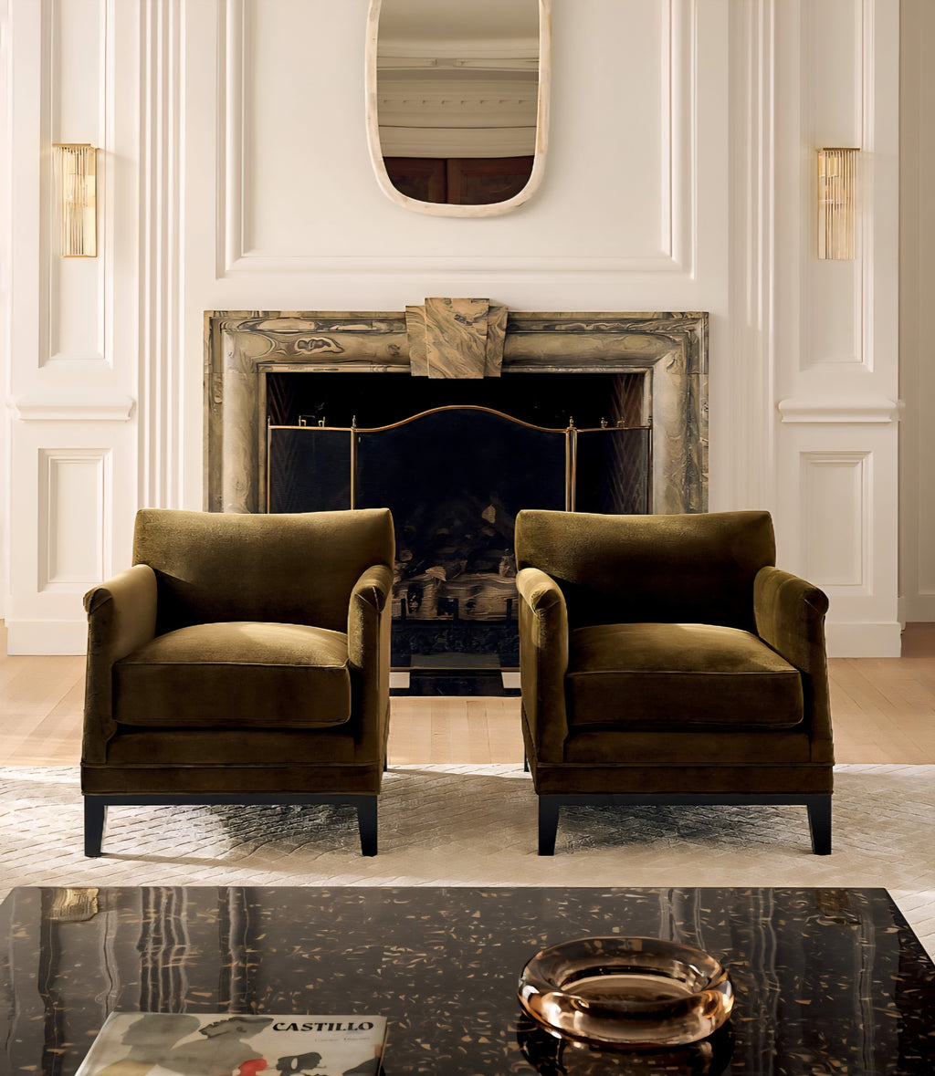 THE ONE × Olson — Cognac Brown Velvet Accent Chair