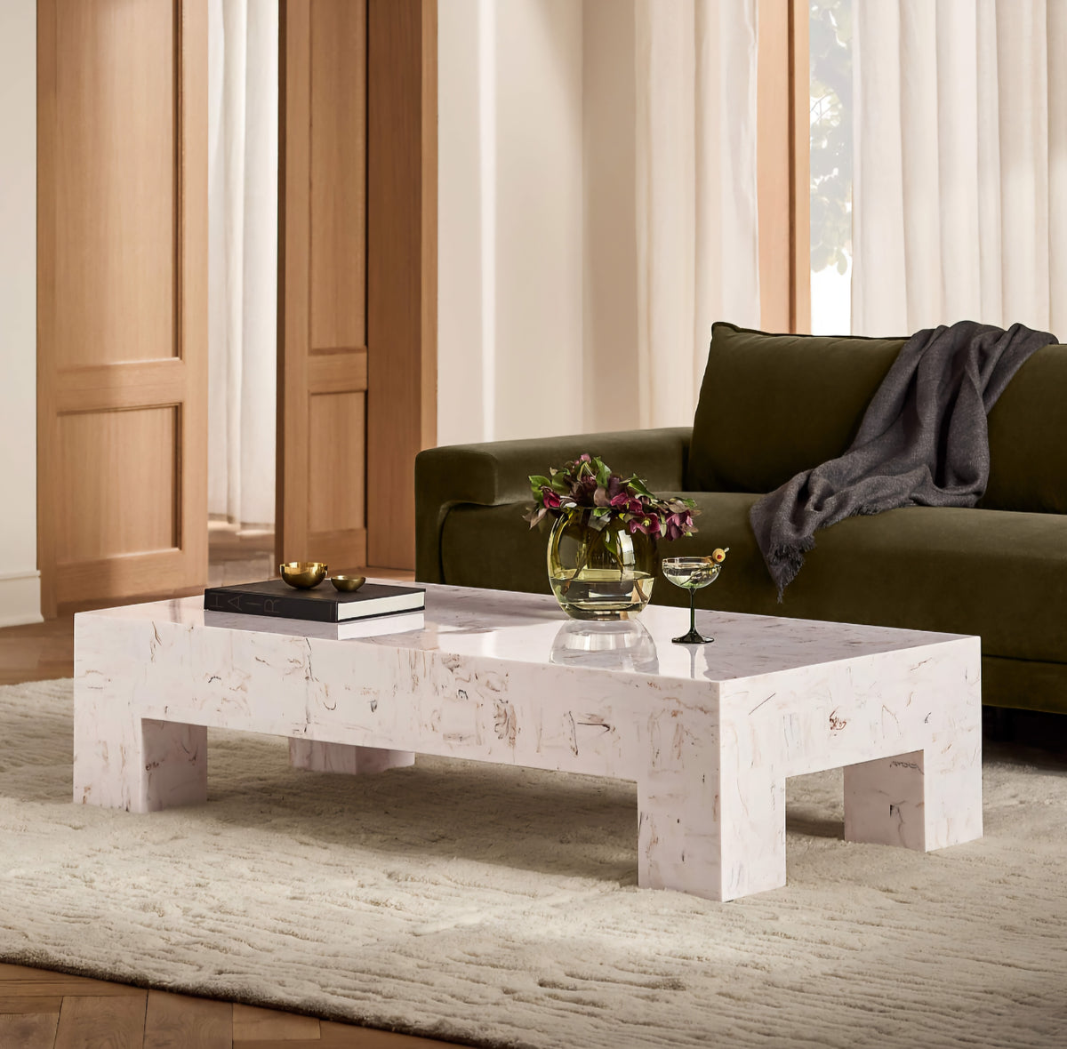 THE ONE × Scatola — Brown Burl Wood Coffee Table