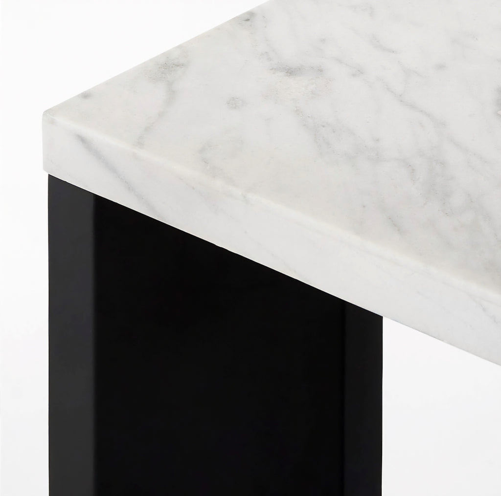 THE ONE × Sydney — Rectangular Carrara Marble Dining Table with Black Steel Legs