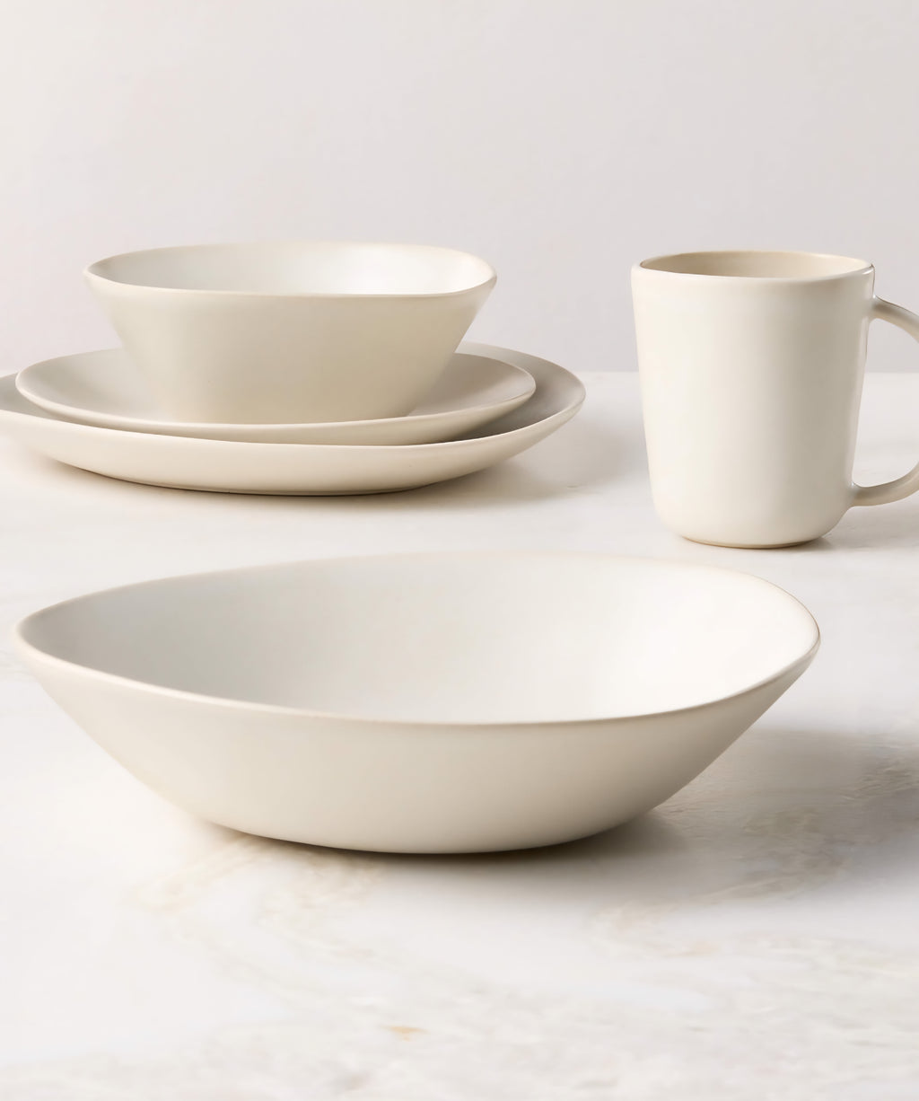 THE ONE × Selene — Ivory Stoneware Soup & Pasta Bowls