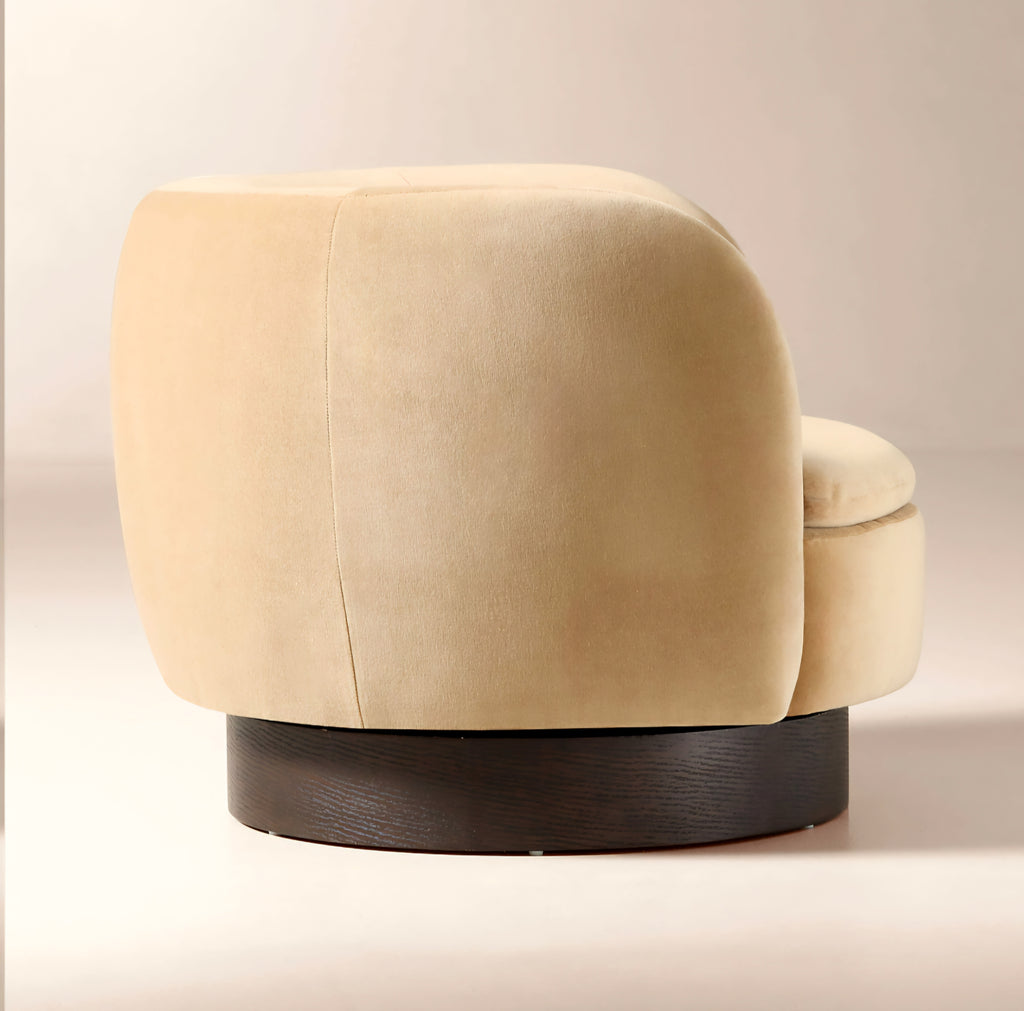 THE ONE × Muir — Taupe Velvet Swivel Chair