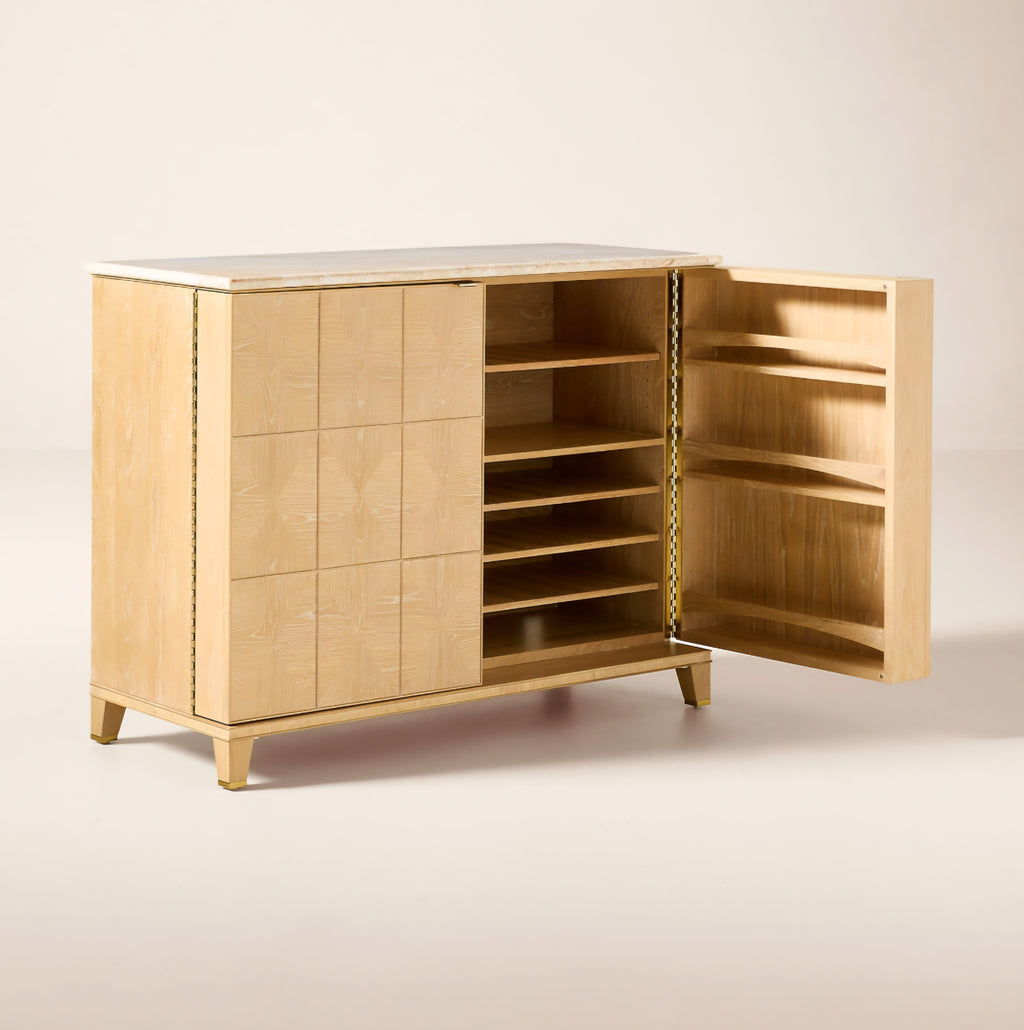 THE ONE × Tribeca — Marble and White Oak Bar Cabinet