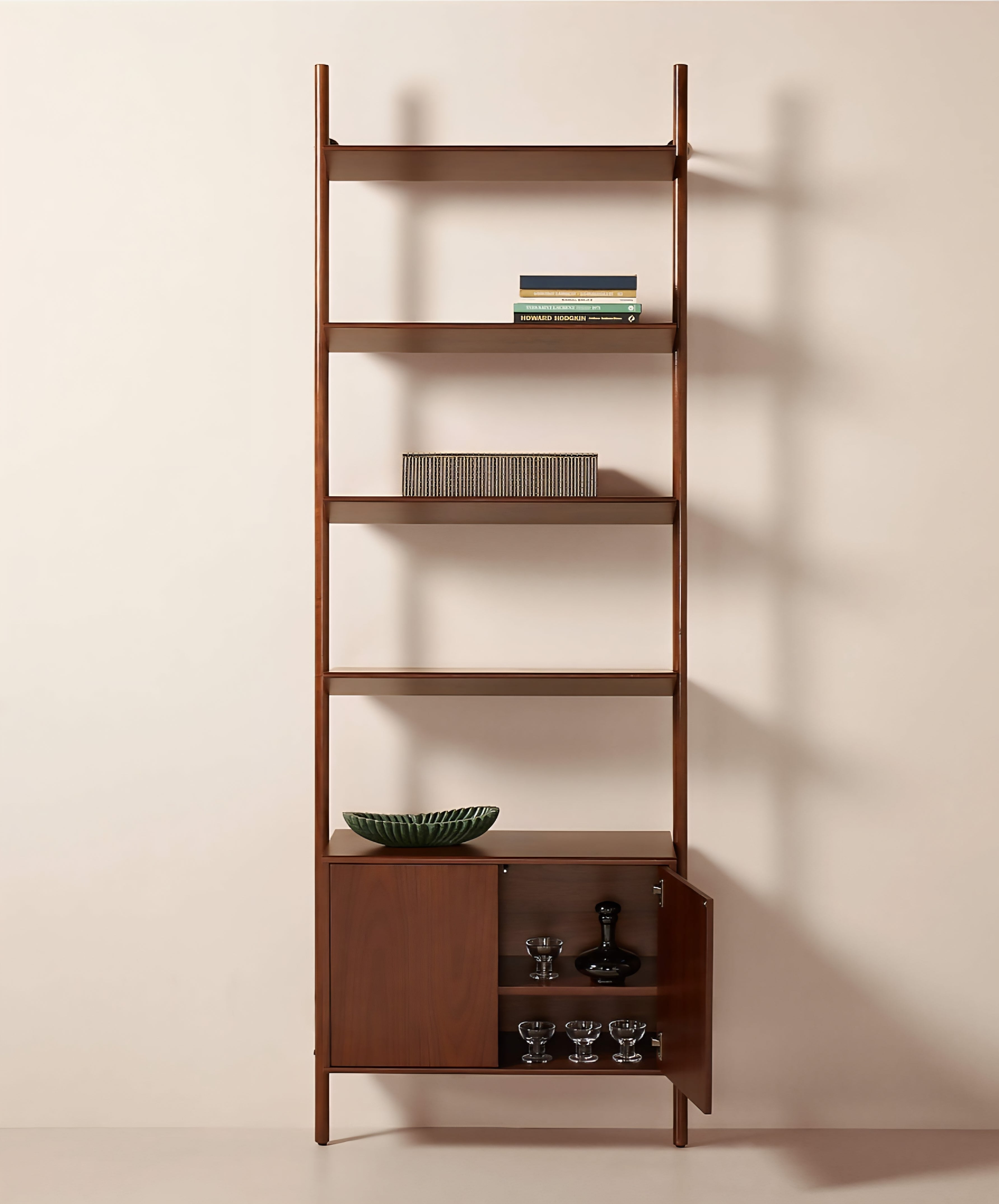 THE ONE × Nabla — Black Walnut Wall‑Mount Bookcase with Cabinet