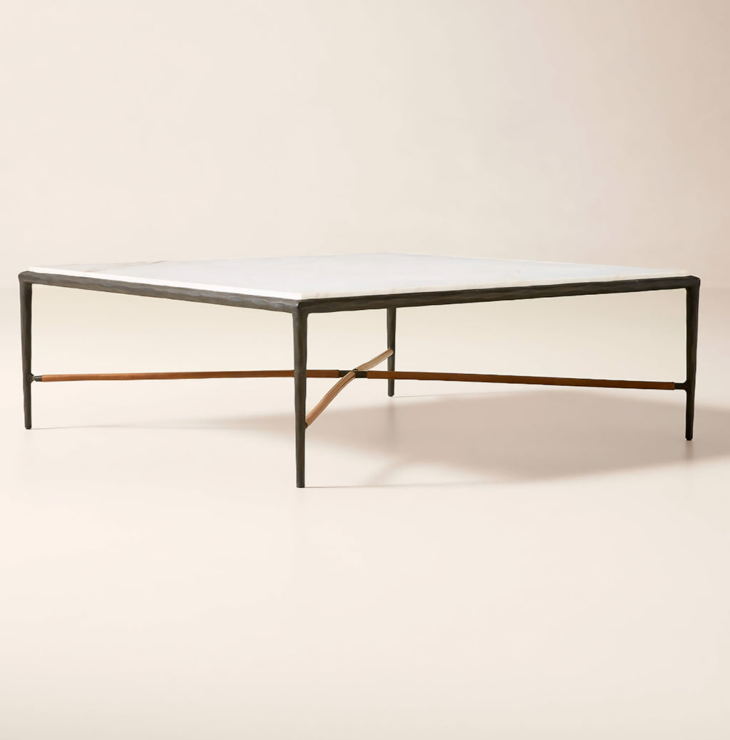 THE ONE × Kingsley — White Marble and Cast Metal Square Coffee Table