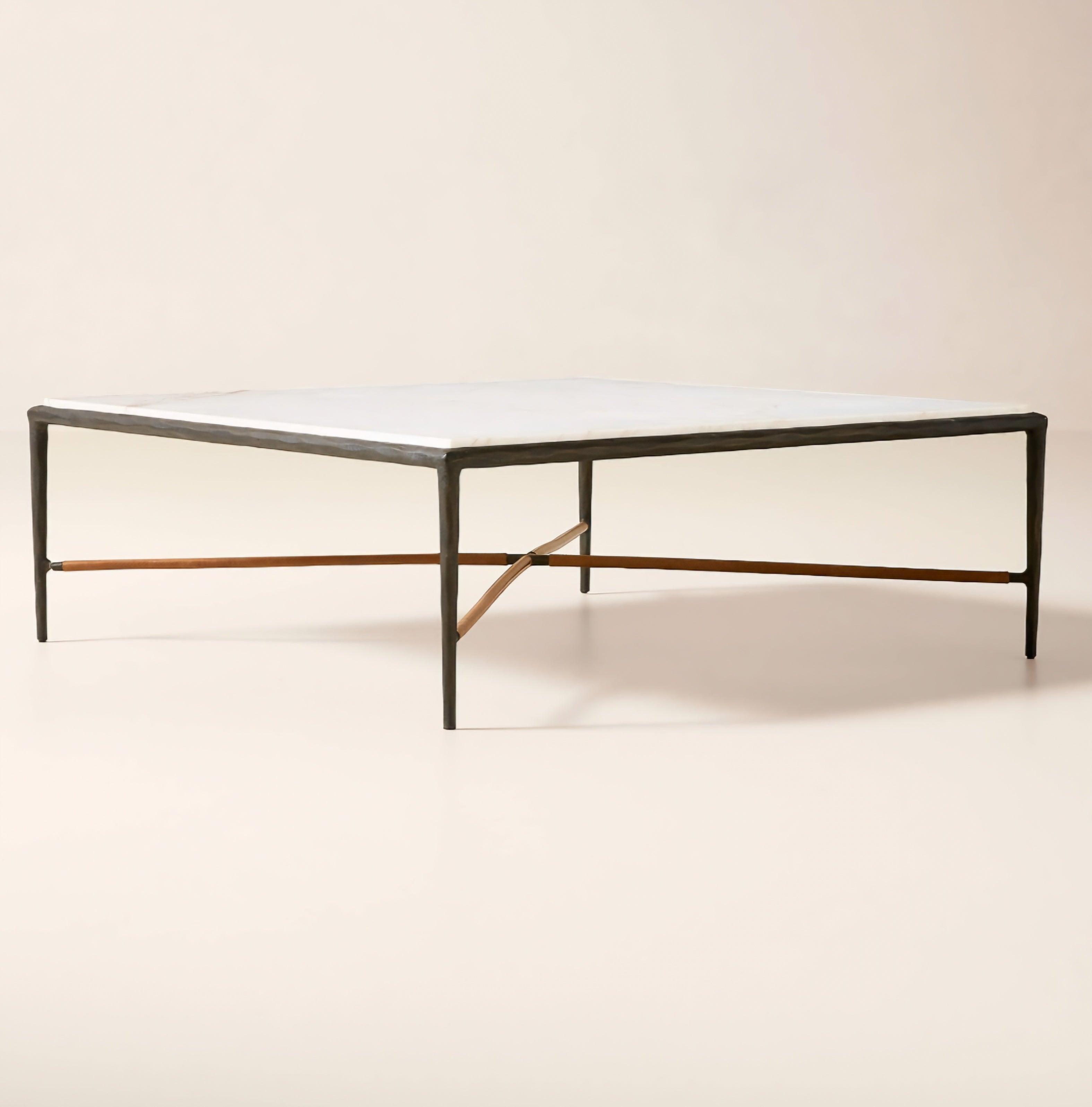 THE ONE × Kingsley — White Marble and Cast Metal Square Coffee Table