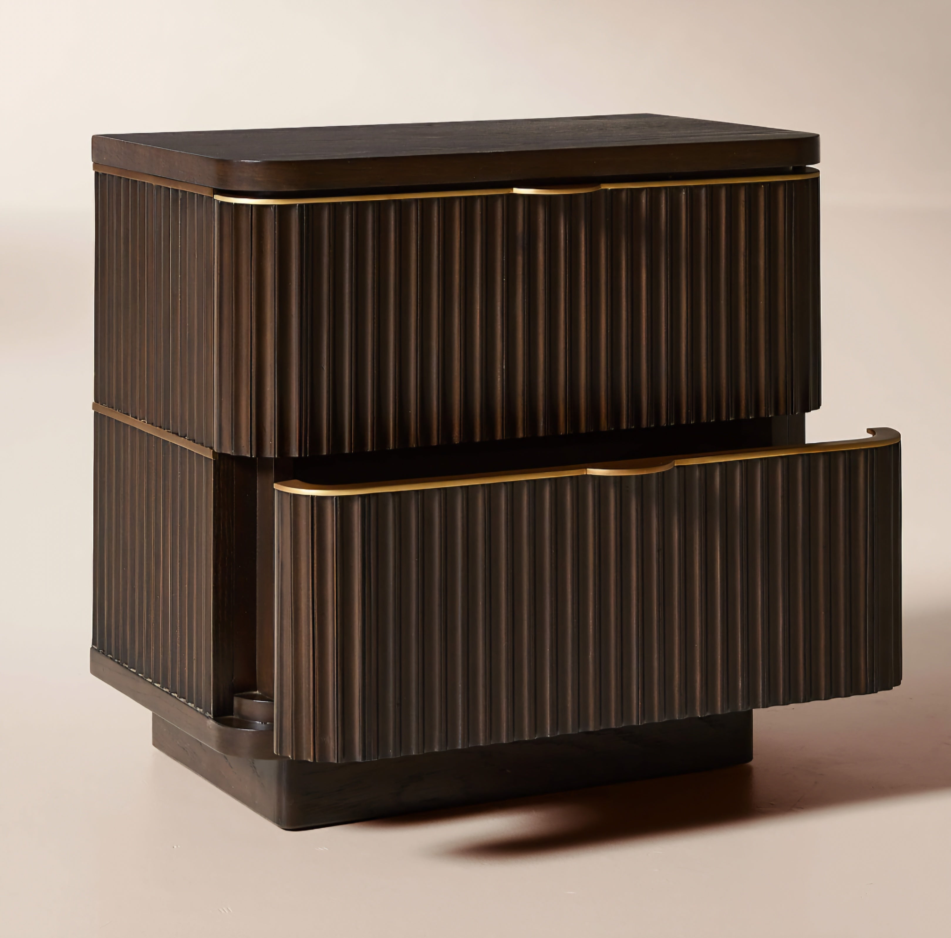 THE ONE × Davison — 2-Drawer Fluted Dark Oak Nightstand
