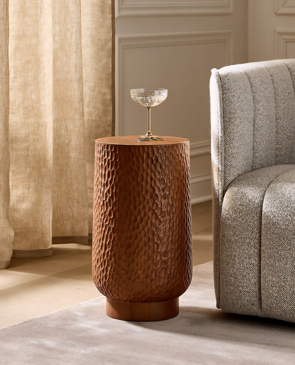 THE ONE × Hawk — Carved Oak Side Table