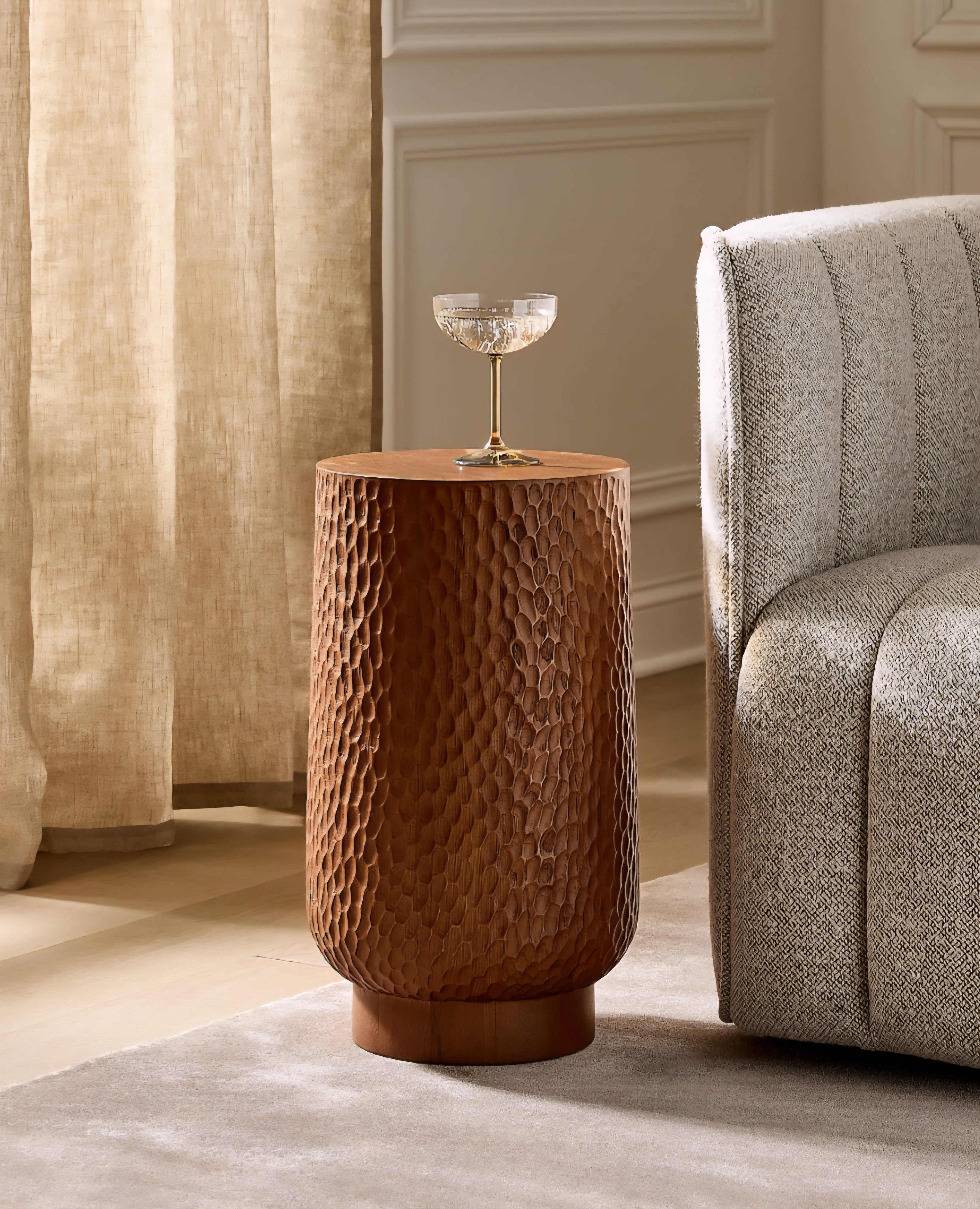 THE ONE × Hawk — Carved Oak Side Table