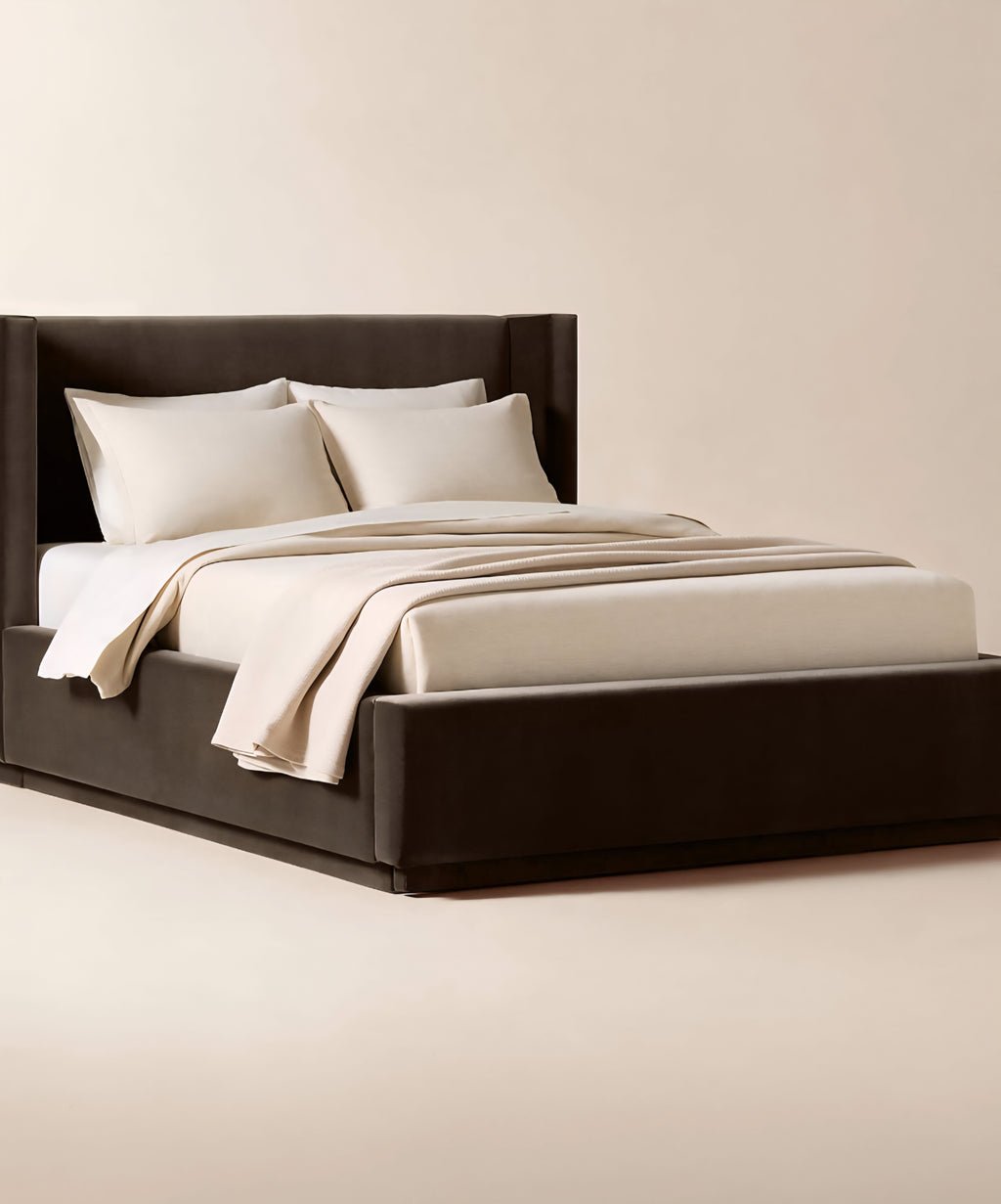 THE ONE × Russell — Velvet Upholstered Queen Storage Bed