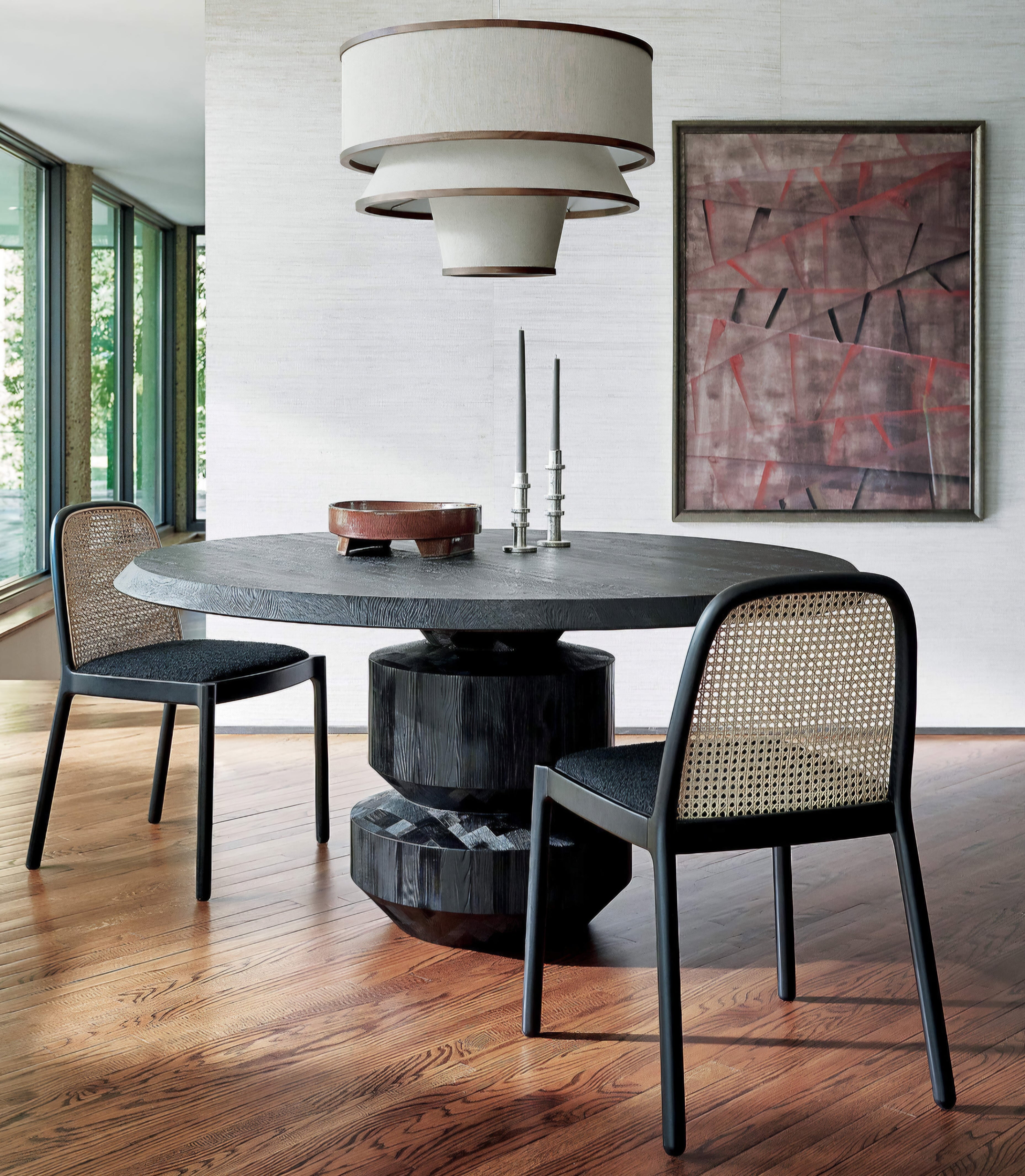 THE ONE × Bruna — Walnut Wood and Linen Pendant Light