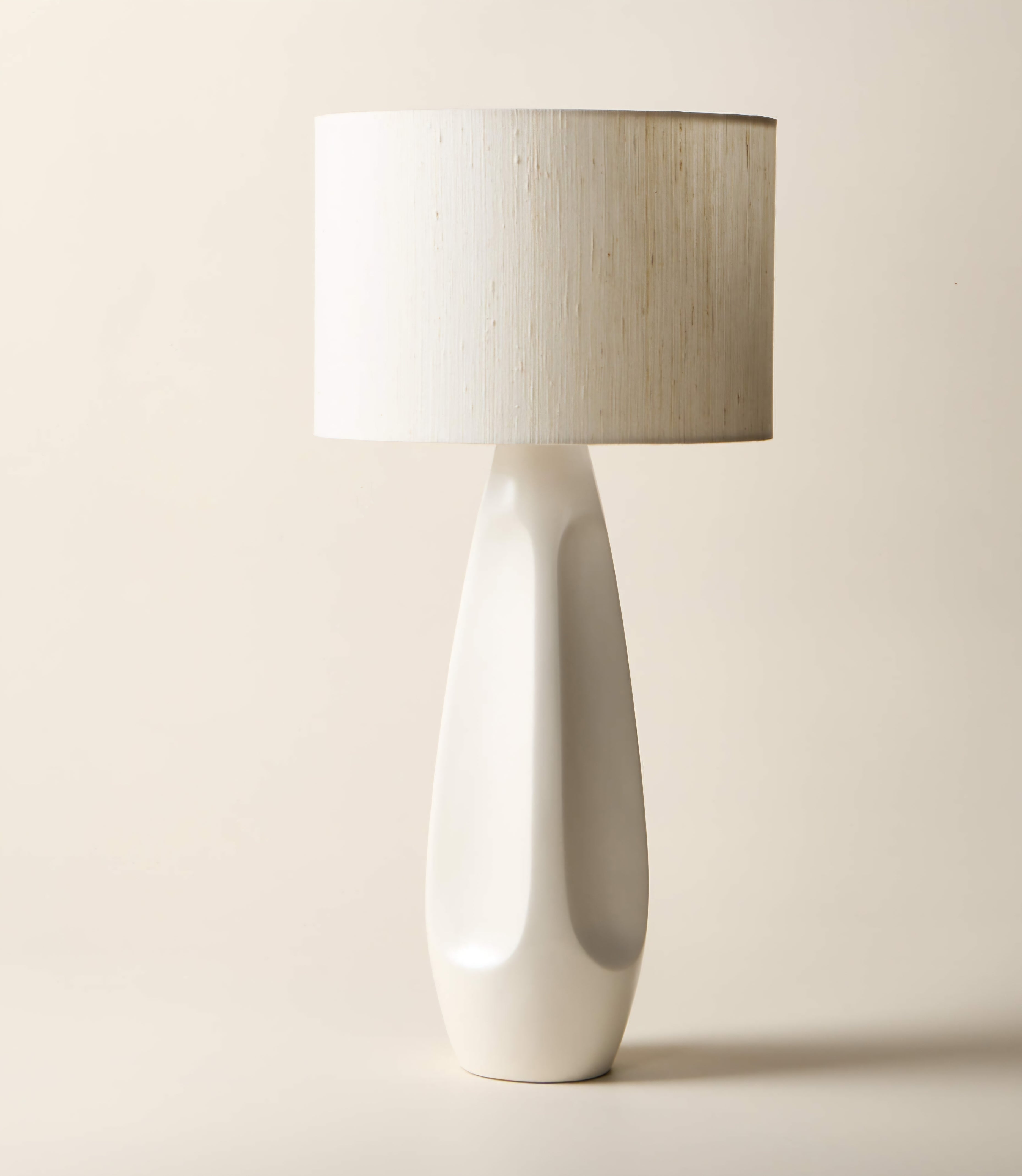 THE ONE × Saxon — White High-Gloss Resin Table Lamp with Silk Shade