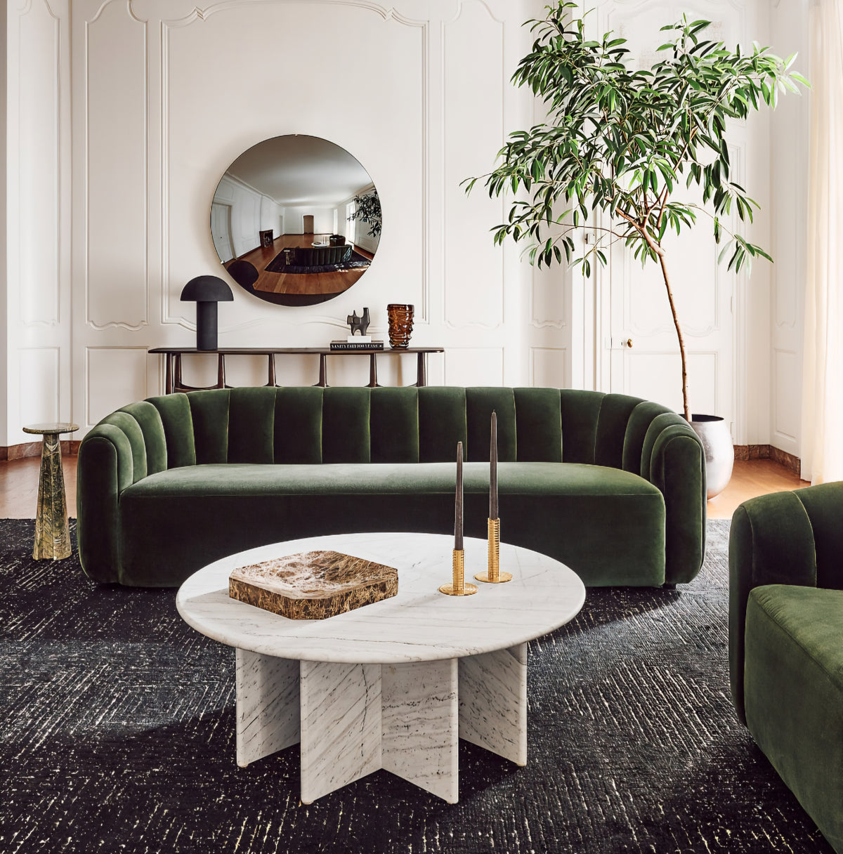 THE ONE × Fitz — Channeled White Boucle Loveseat