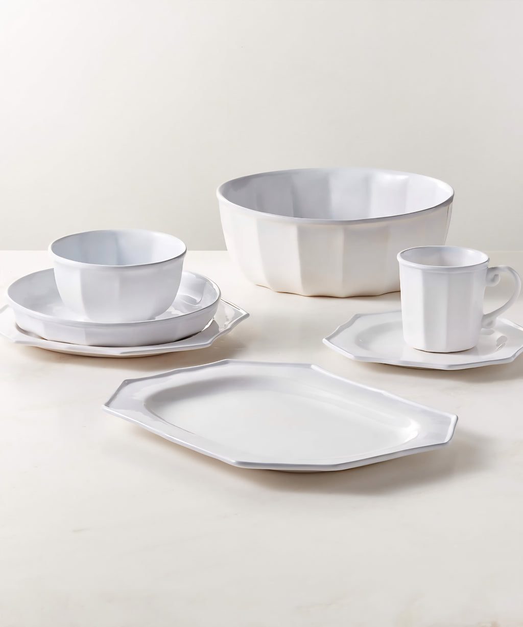 THE ONE × Goop — Cremieux White Ceramic Paneled Serving Bowl
