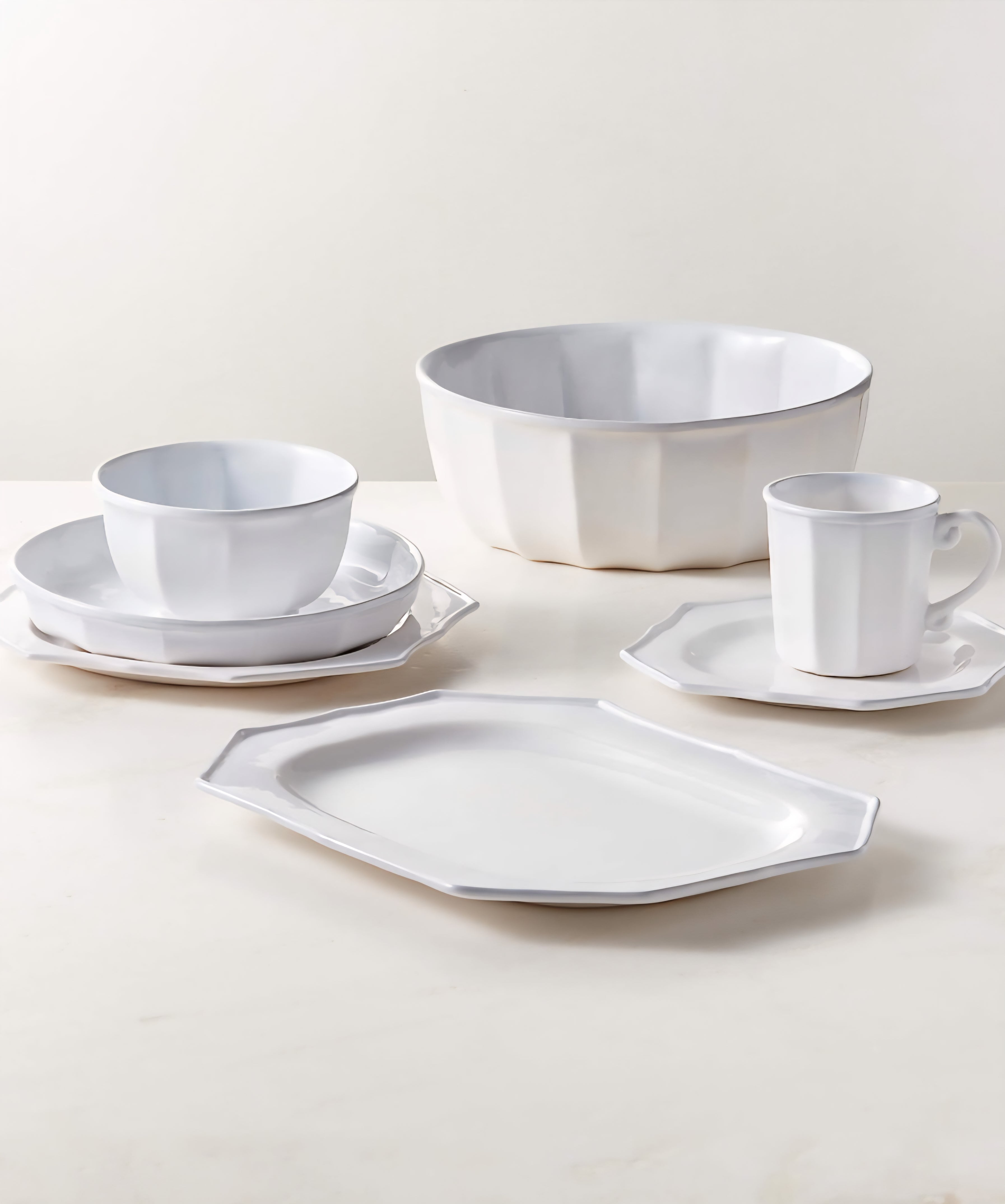 THE ONE × Goop — Cremieux White Ceramic Paneled Serving Bowl