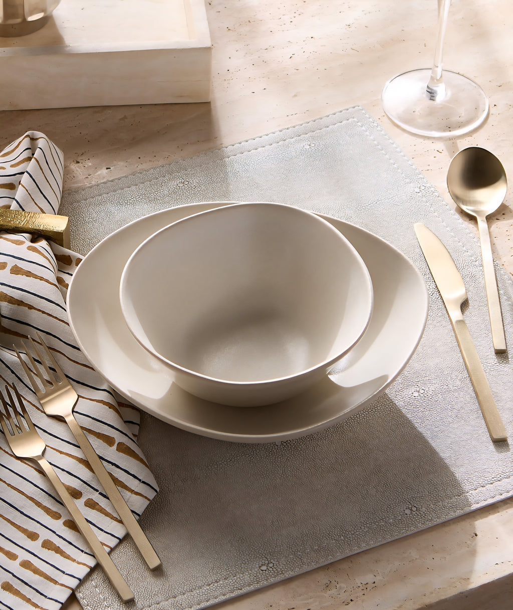 THE ONE × Selene — Ivory Stoneware Soup & Pasta Bowls