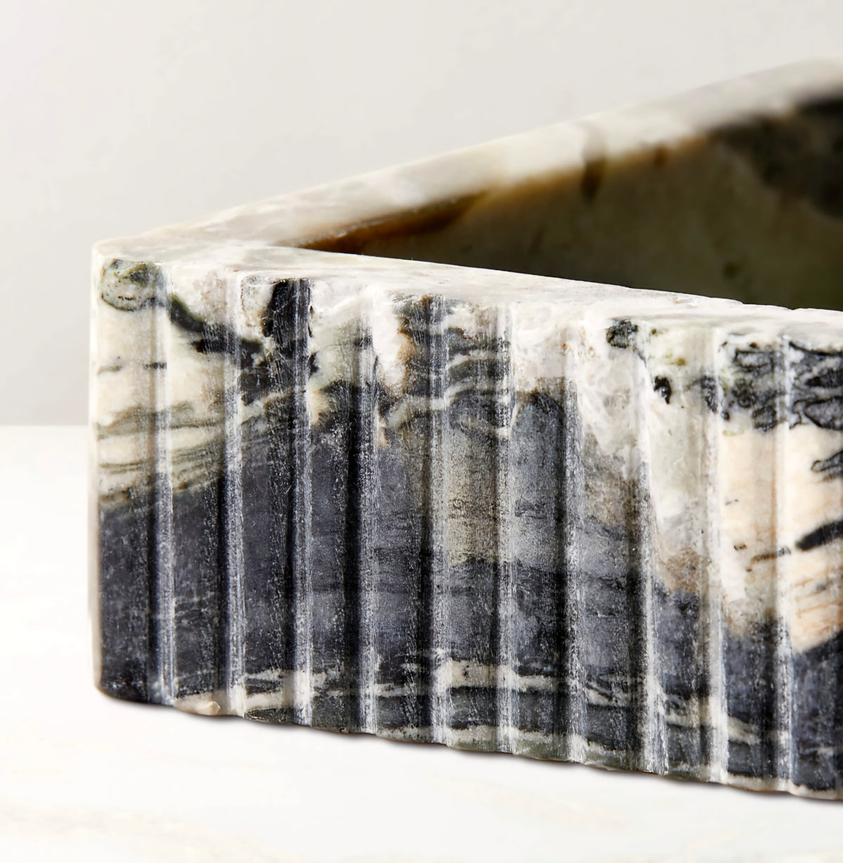 THE ONE × Luke — Jade Marble Ribbed Catchall Dish