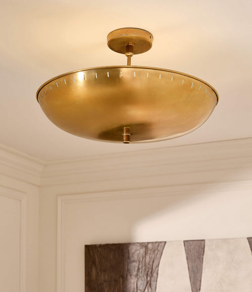 THE ONE × Atelier — Aged Brass Semi-Flush Mount Light