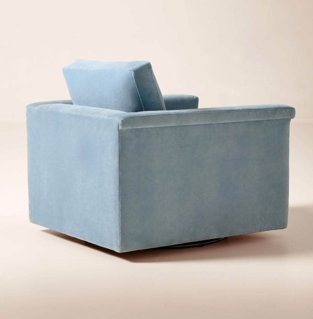 THE ONE × Ceva — Light Blue Performance Velvet Swivel Chair