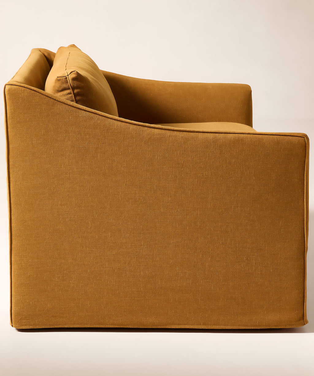 THE ONE × Bristol — Cognac Slipcovered Performance Linen Sofa