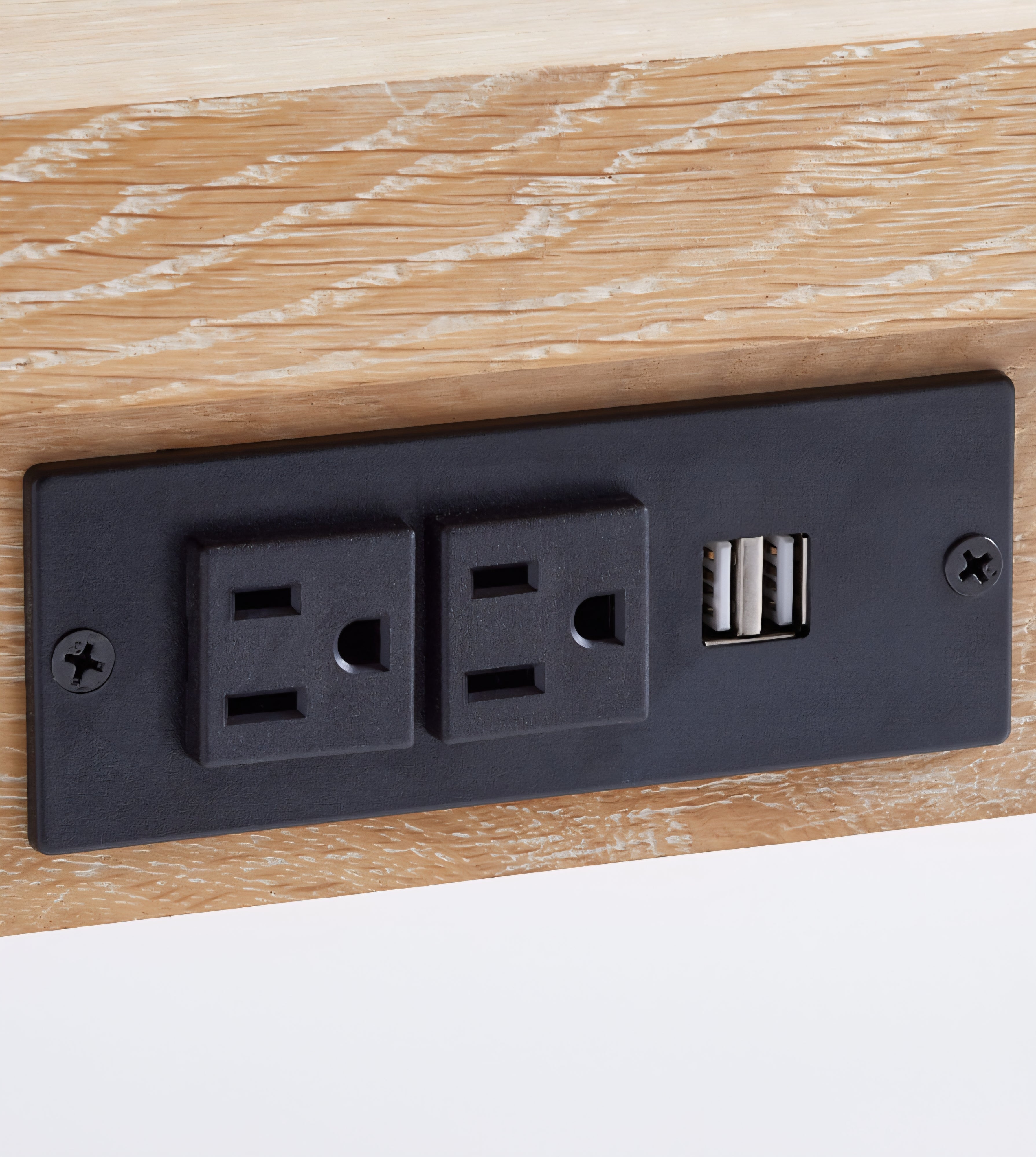 THE ONE × Terra — Natural Oak Wood Desk with Power Outlets (54")
