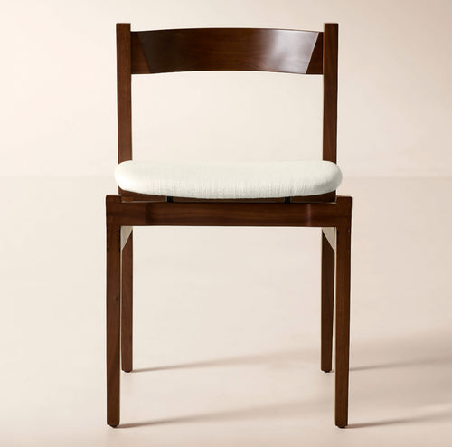 THE ONE × Ambrogio — Walnut Wood and White Upholstered Dining Chair