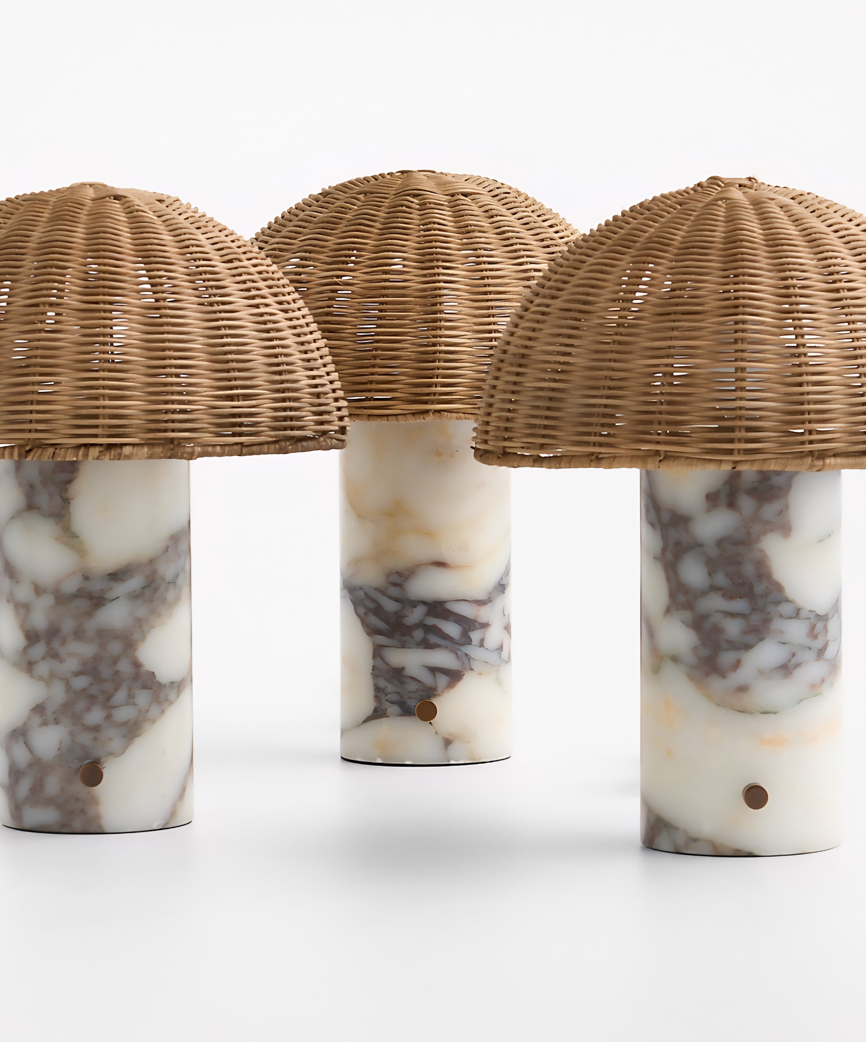 THE ONE × Seine — Calacatta Marble Mini Lamp with Rattan Shade