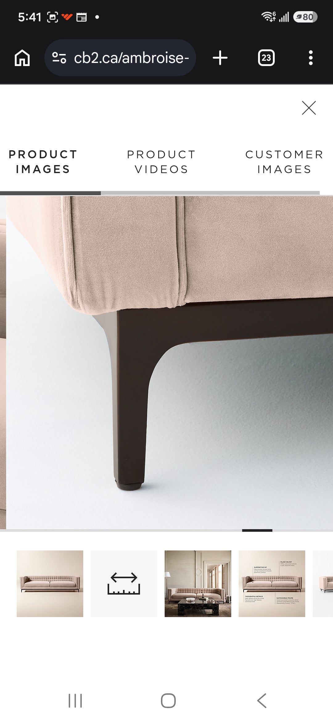 THE ONE × Ambroise — Light Taupe Velvet Sofa