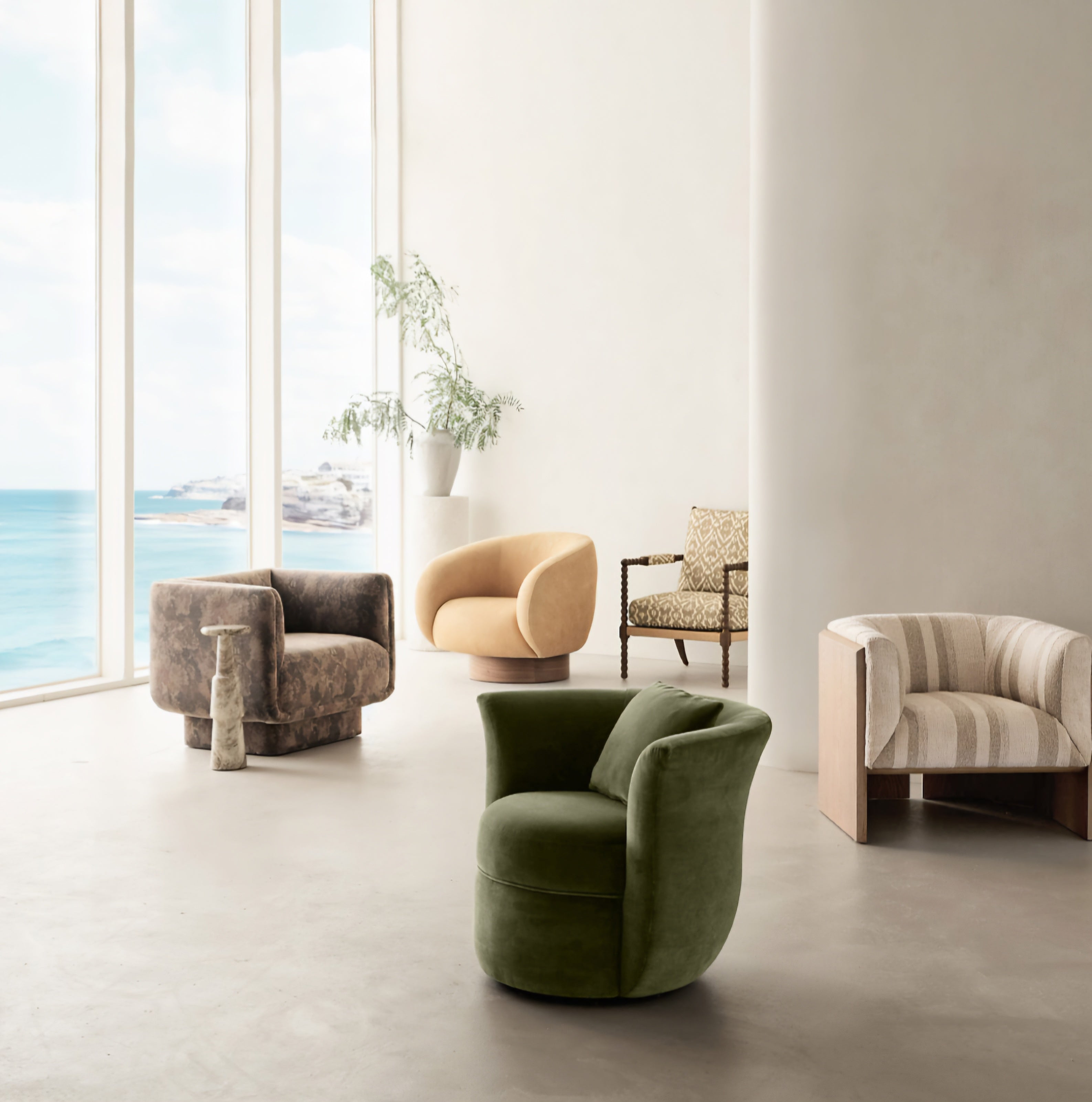 THE ONE × Anvers — Striped Wood Accent Chair