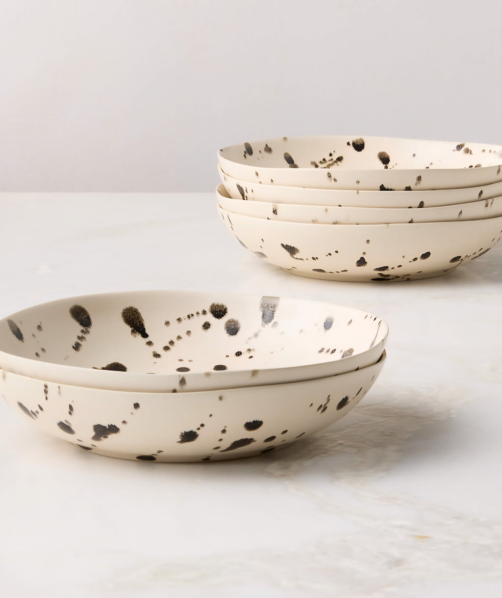 THE ONE × Harper — Black and White Splatter Soup & Pasta Bowls