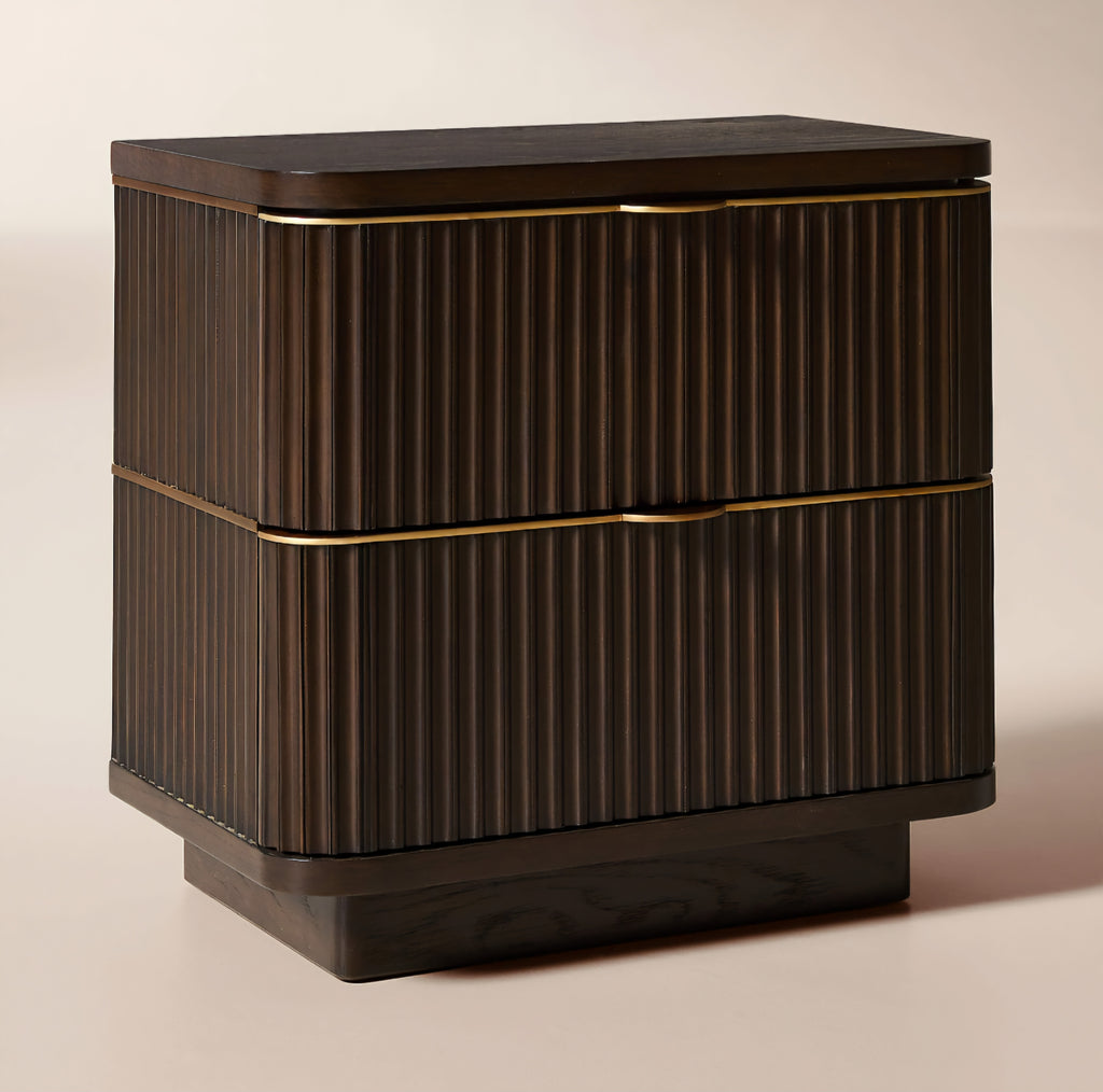 THE ONE × Davison — 2-Drawer Fluted Dark Oak Nightstand