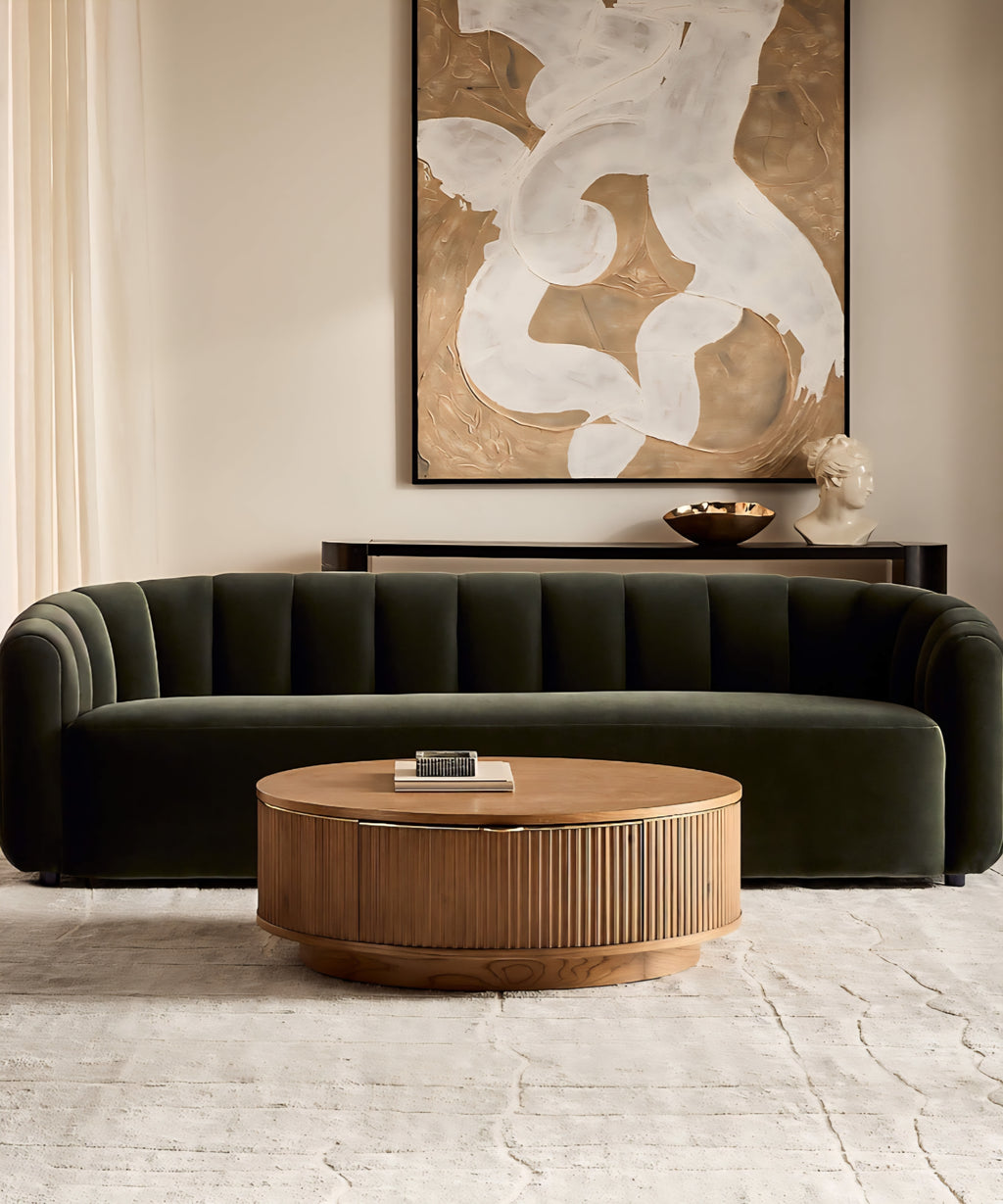 THE ONE × Fitz — Channeled White Boucle Loveseat