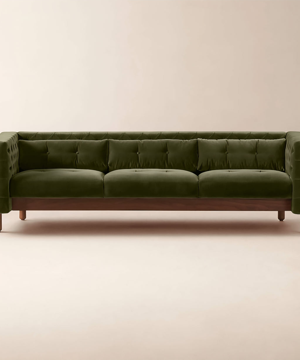 THE ONE × Marconi — Tufted Leather & Velvet Sofa