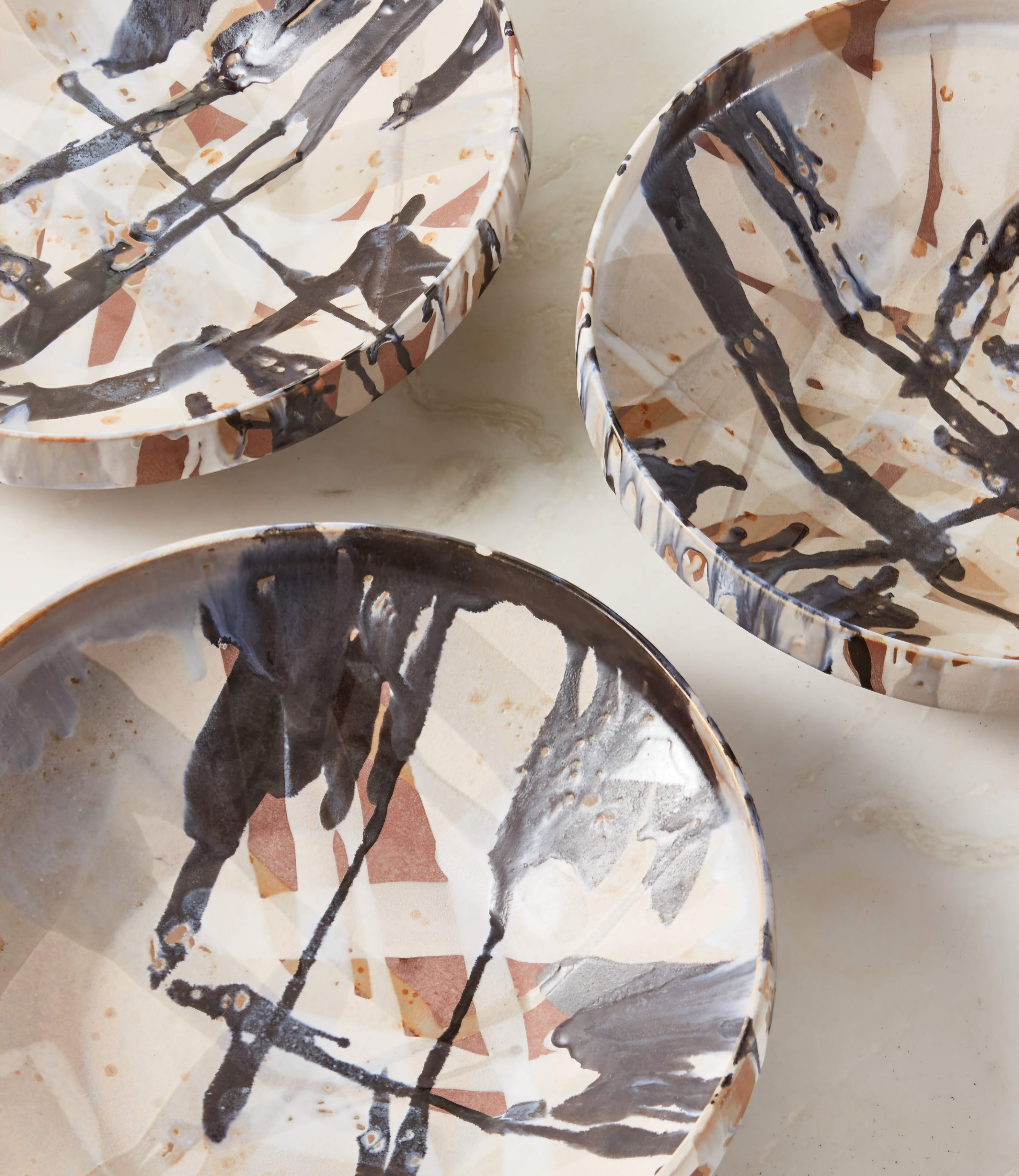 THE ONE × Notus — Tan and Black Ceramic Decorative Large Bowl with Reactive Glaze